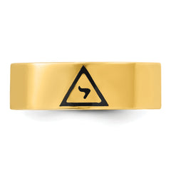 IBGoodman 10k Men's Polished with Black Enamel 14th Degree Grand Elect Masonic Ring - 10