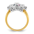IBGoodman 10k Two-tone Women's Polished and Beaded with Multi-color CZ and Diamond Eastern Star Masonic Ring