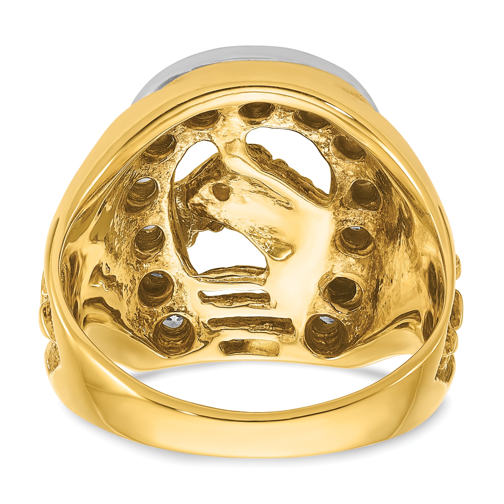 10k Two-tone IBGoodman Men's Horse and Horseshoe Diamond Complete Ring