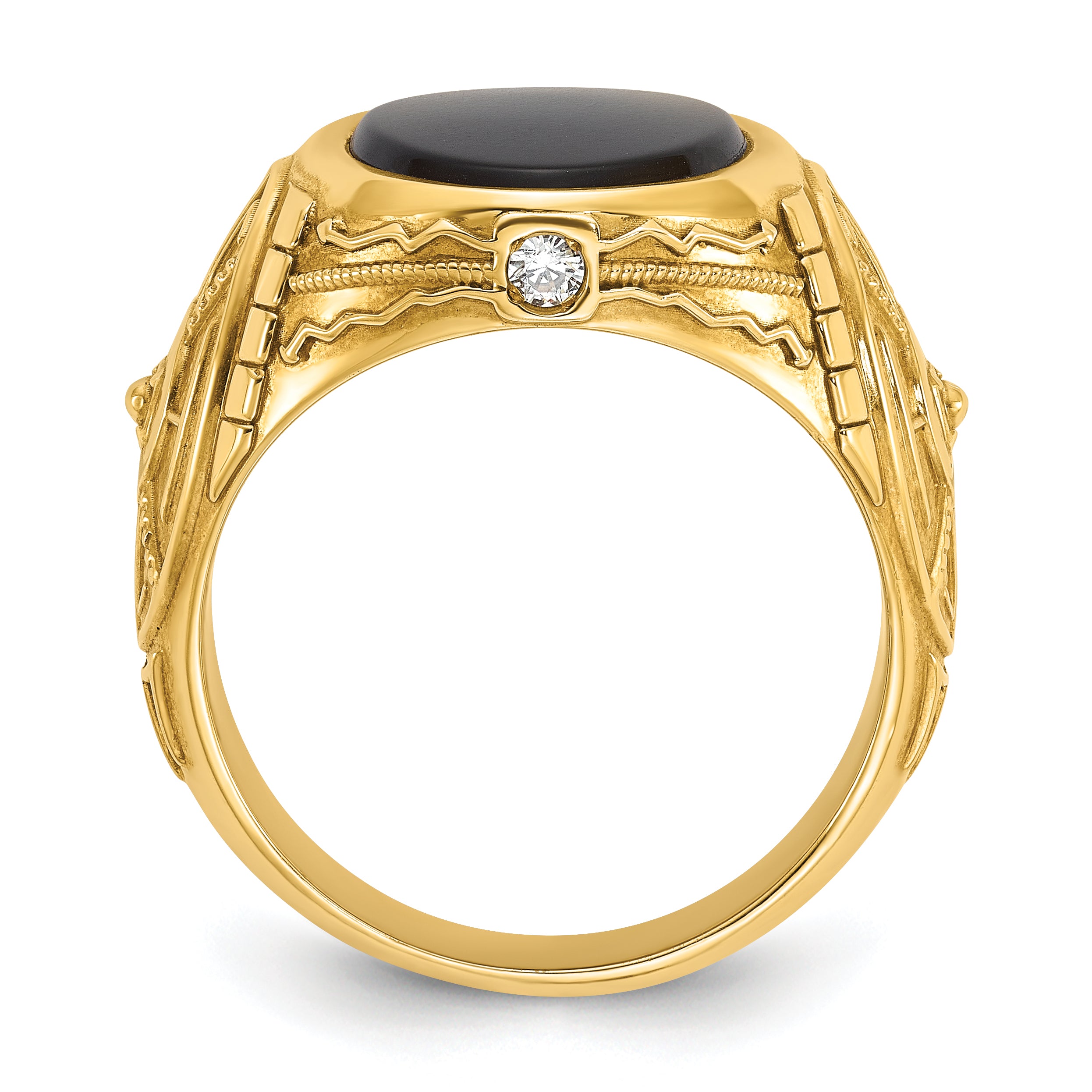 10k IBGoodman Men's Onyx and Diamond Complete Ring