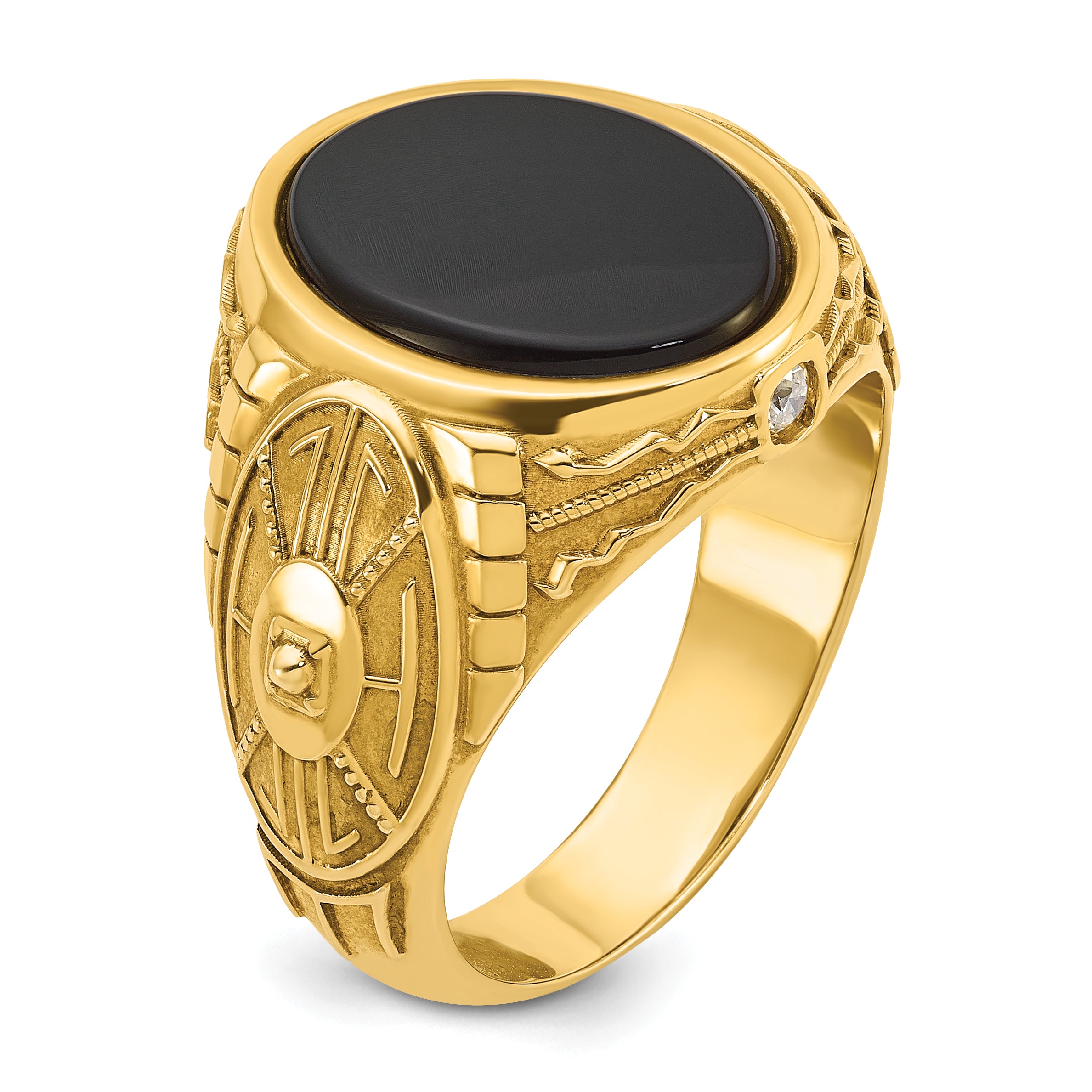 10k IBGoodman Men's Onyx and Diamond Complete Ring