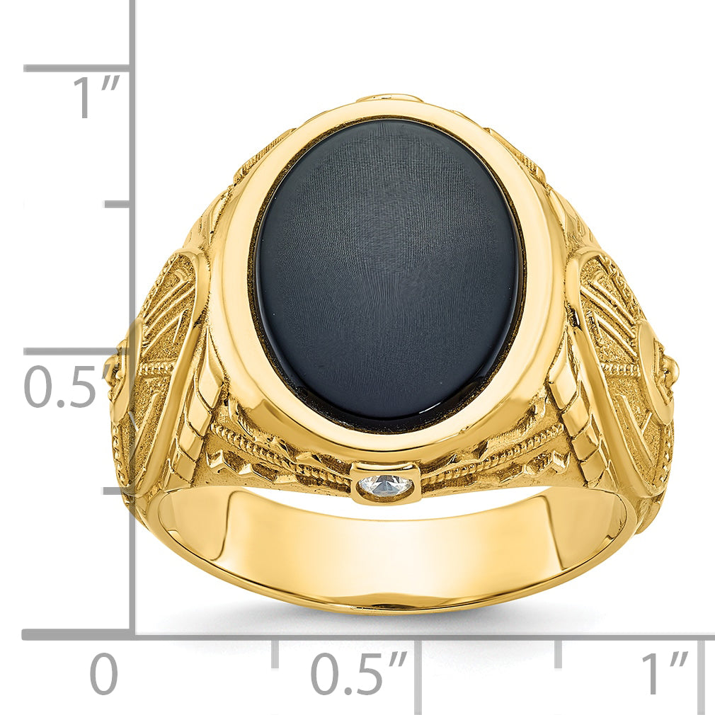 10k IBGoodman Men's Onyx and Diamond Complete Ring