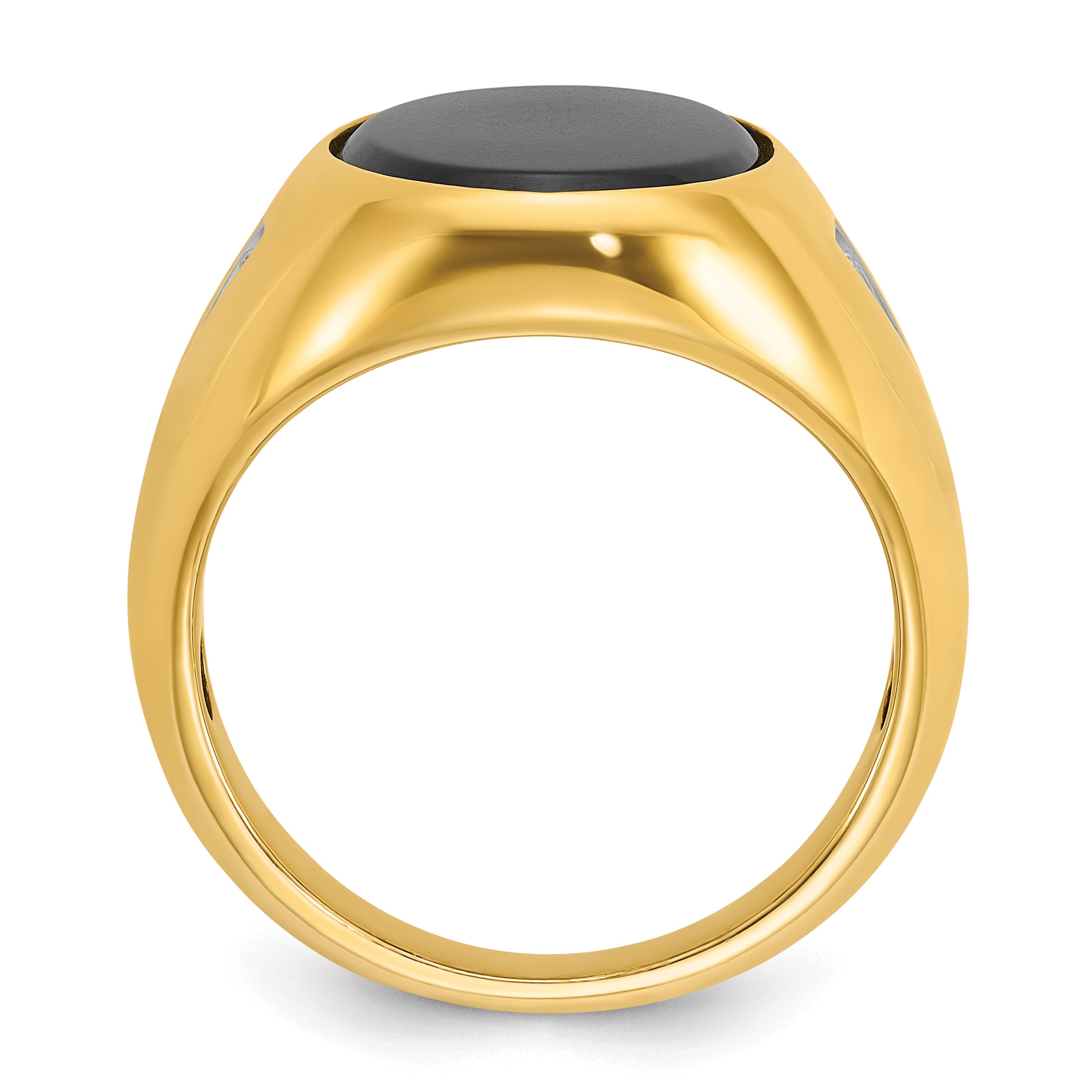 10k IBGoodman Men's Oval Onyx and Diamond Complete Ring - 10