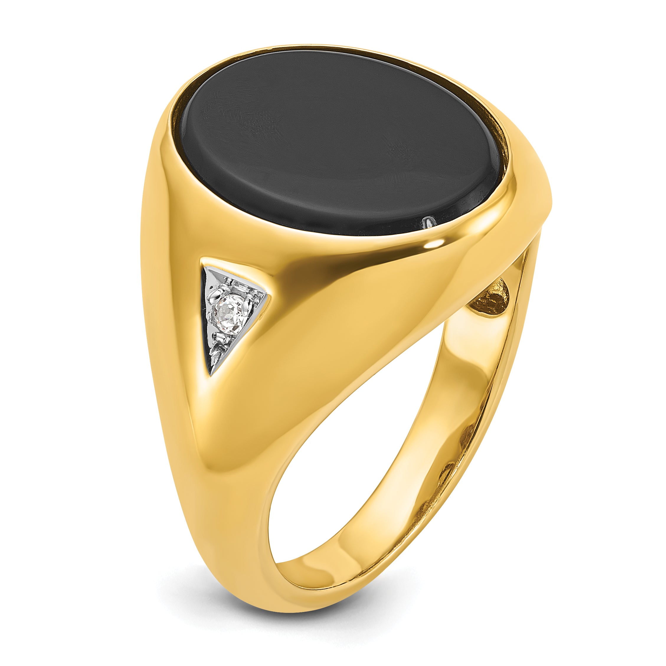 10k IBGoodman Men's Oval Onyx and Diamond Complete Ring - 10