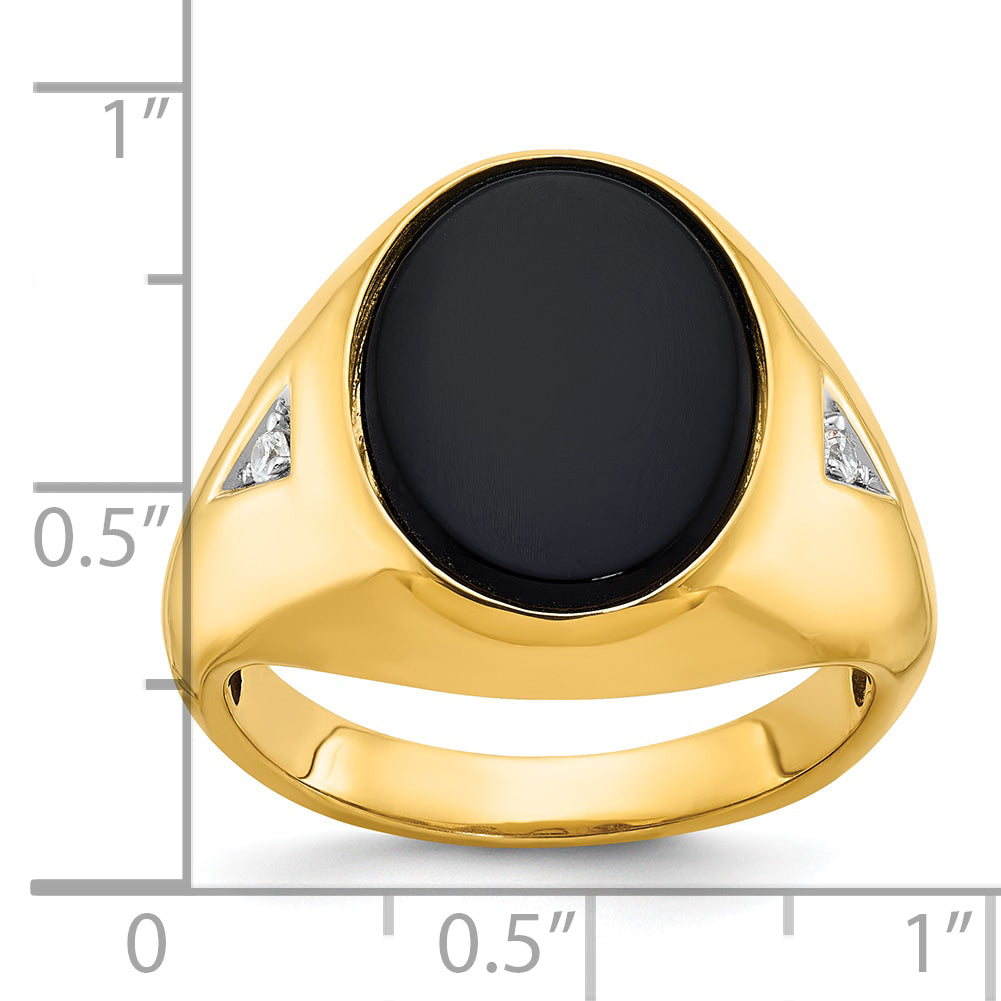 10k IBGoodman Men's Oval Onyx and Diamond Complete Ring - 10