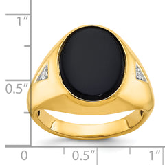 10k IBGoodman Men's Oval Onyx and Diamond Complete Ring - 10