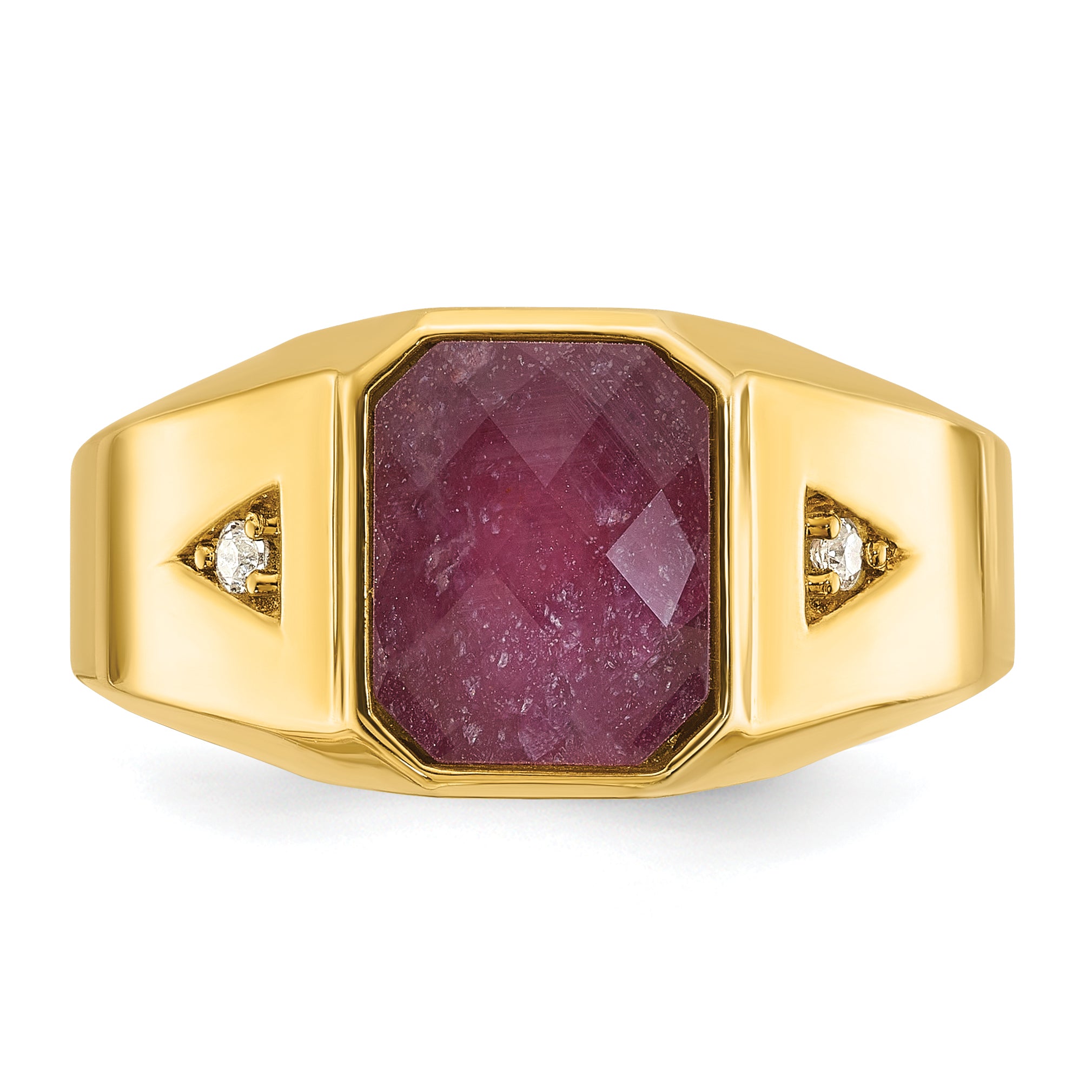 10k IBGoodman Men's Created Ruby Doublet Stone and Diamond Complete Ring