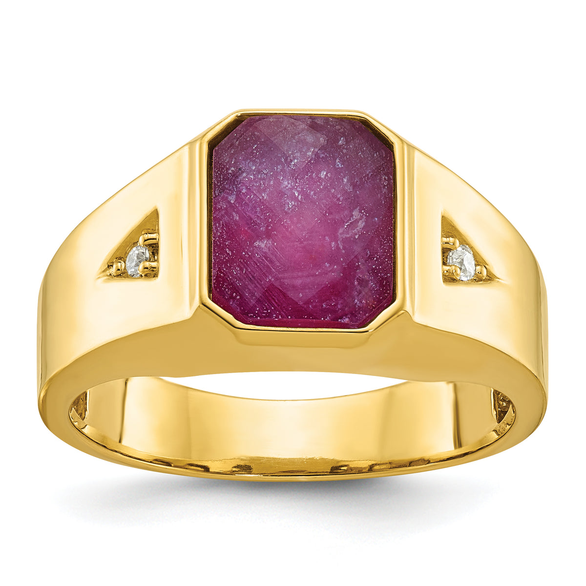 10k IBGoodman Men's Created Ruby Doublet Stone and Diamond Complete Ring