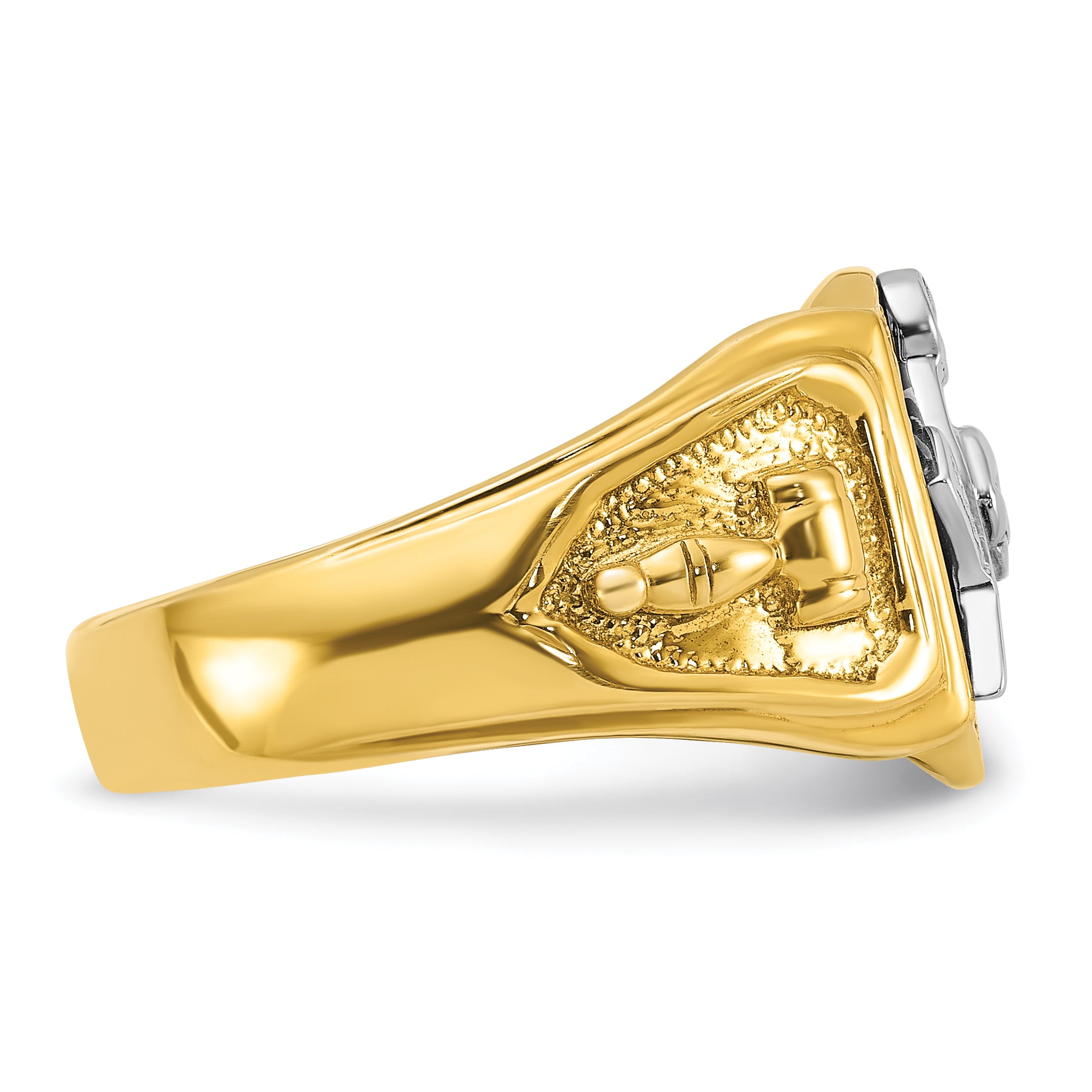 IBGoodman 10k Two-tone Men's Polished and Textured with Black Enamel Past Master Masonic Ring - 10