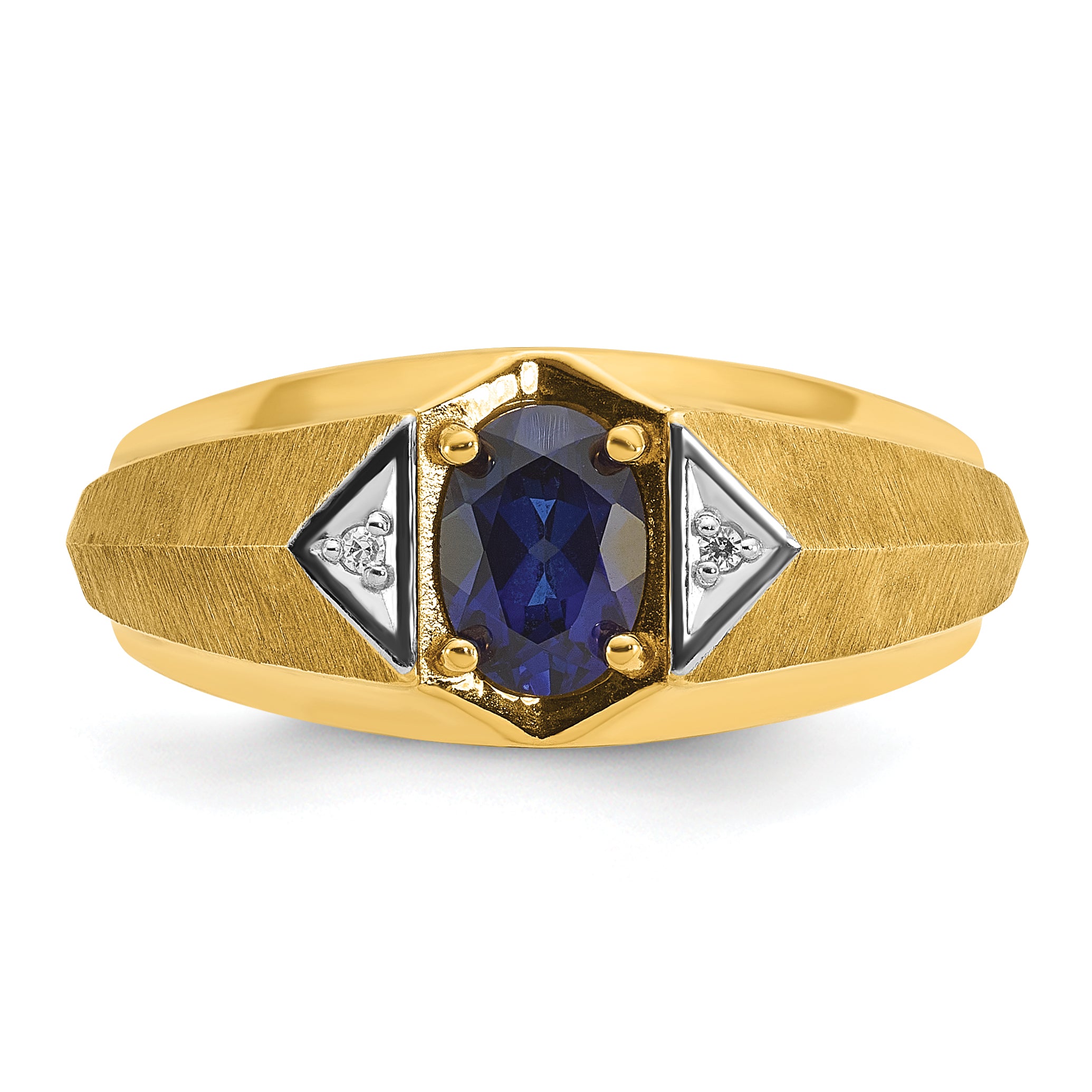 10k IBGoodman Men's Cr.Sapphire and Diamond Satin Complete Ring
