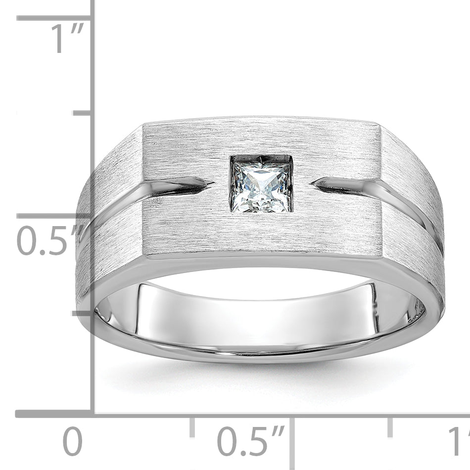 10k IBGoodman Men's Polished and Satin Diamond Complete Ring