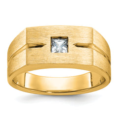 10k IBGoodman Men's Polished and Satin Diamond Complete Ring