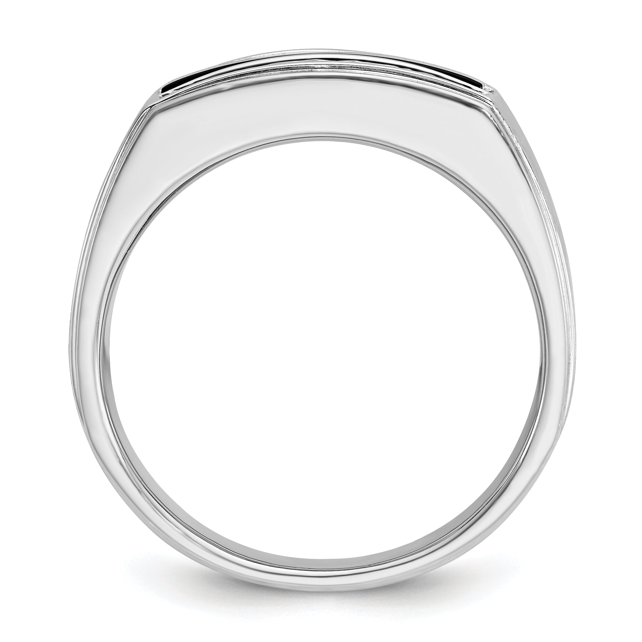 IBGoodman 10k Men's Polished and Satin Onyx and 1/6 Carat A Quality Diamond Ring - 10