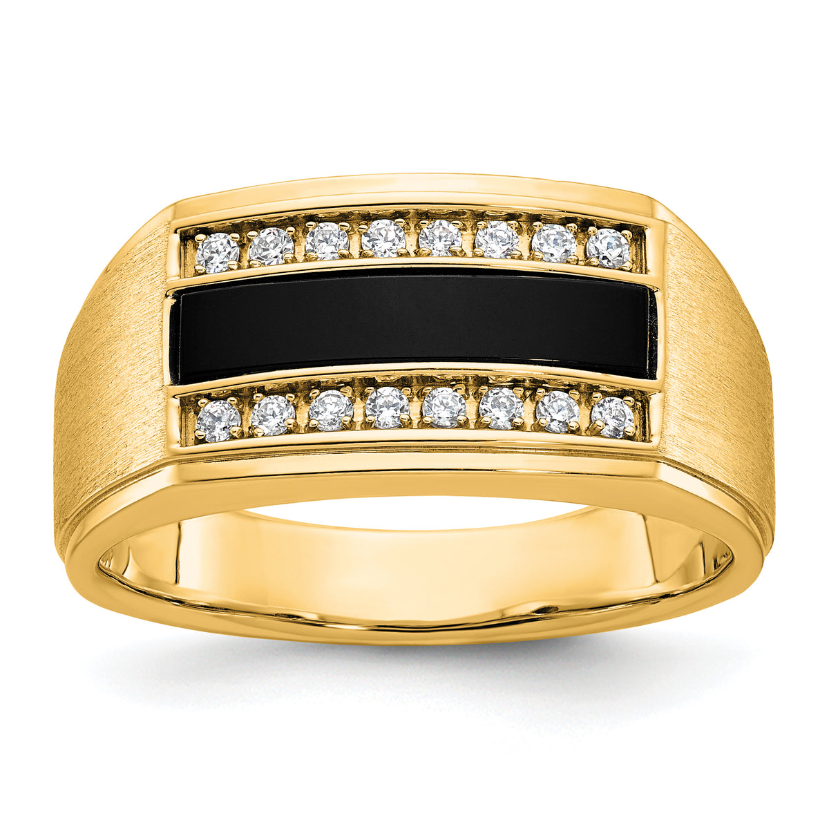 IBGoodman 10k Men's Polished and Satin Onyx and 1/6 Carat A Quality Diamond Ring