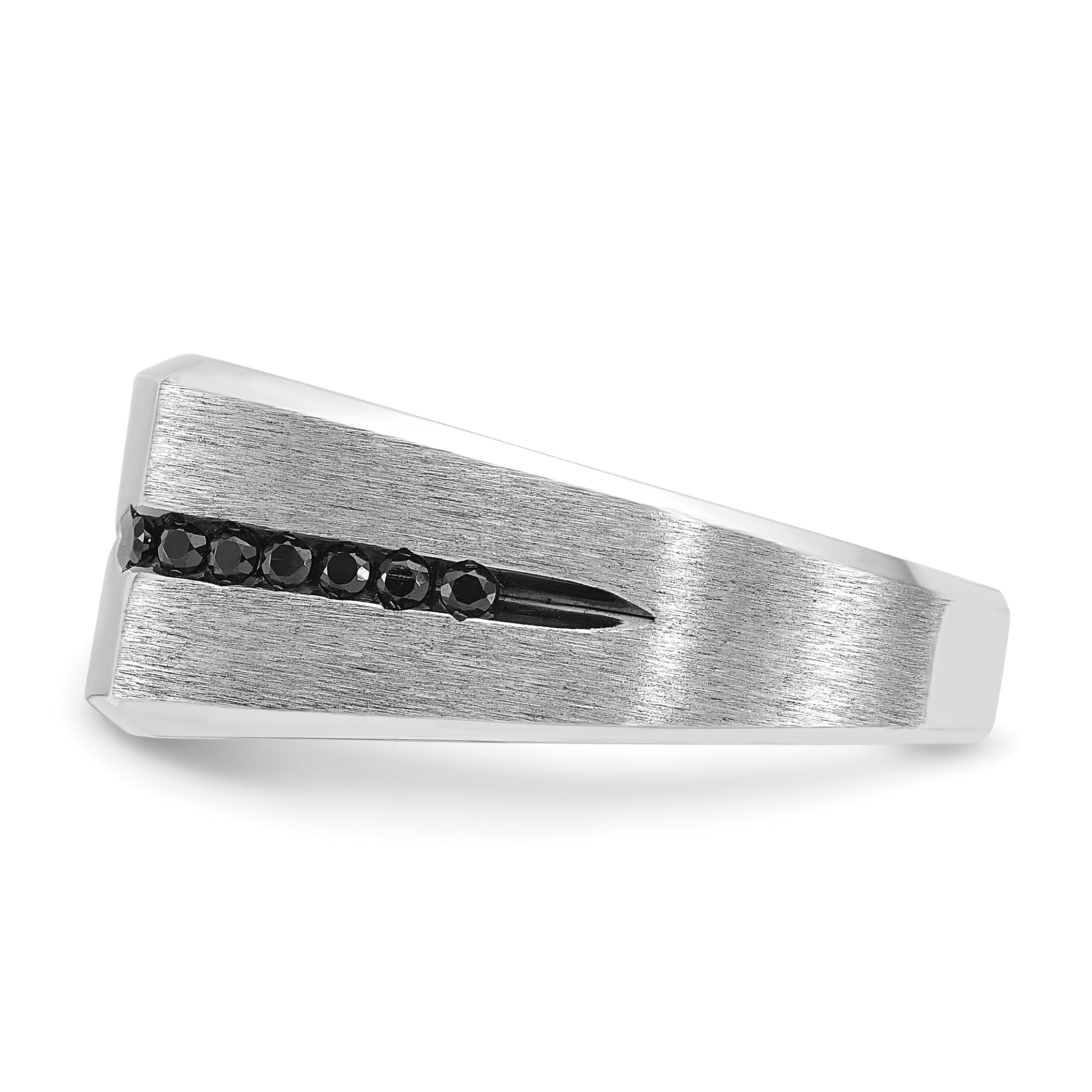 10k White Gold with Black Rhodium IBGoodman Men's Satin Black and White Diamond Complete Ring - 10