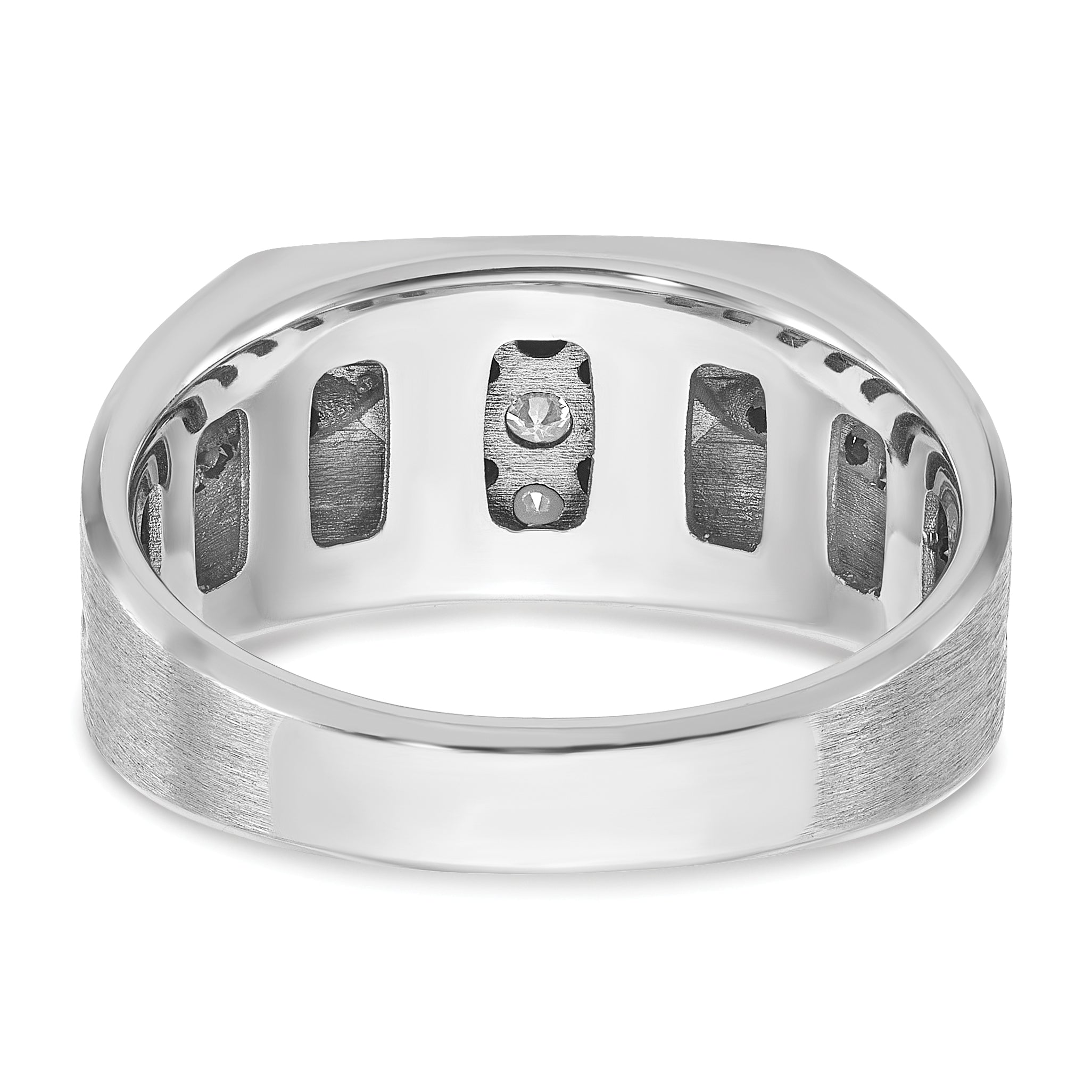10k White Gold with Black Rhodium IBGoodman Men's Satin Black and White Diamond Complete Ring - 10