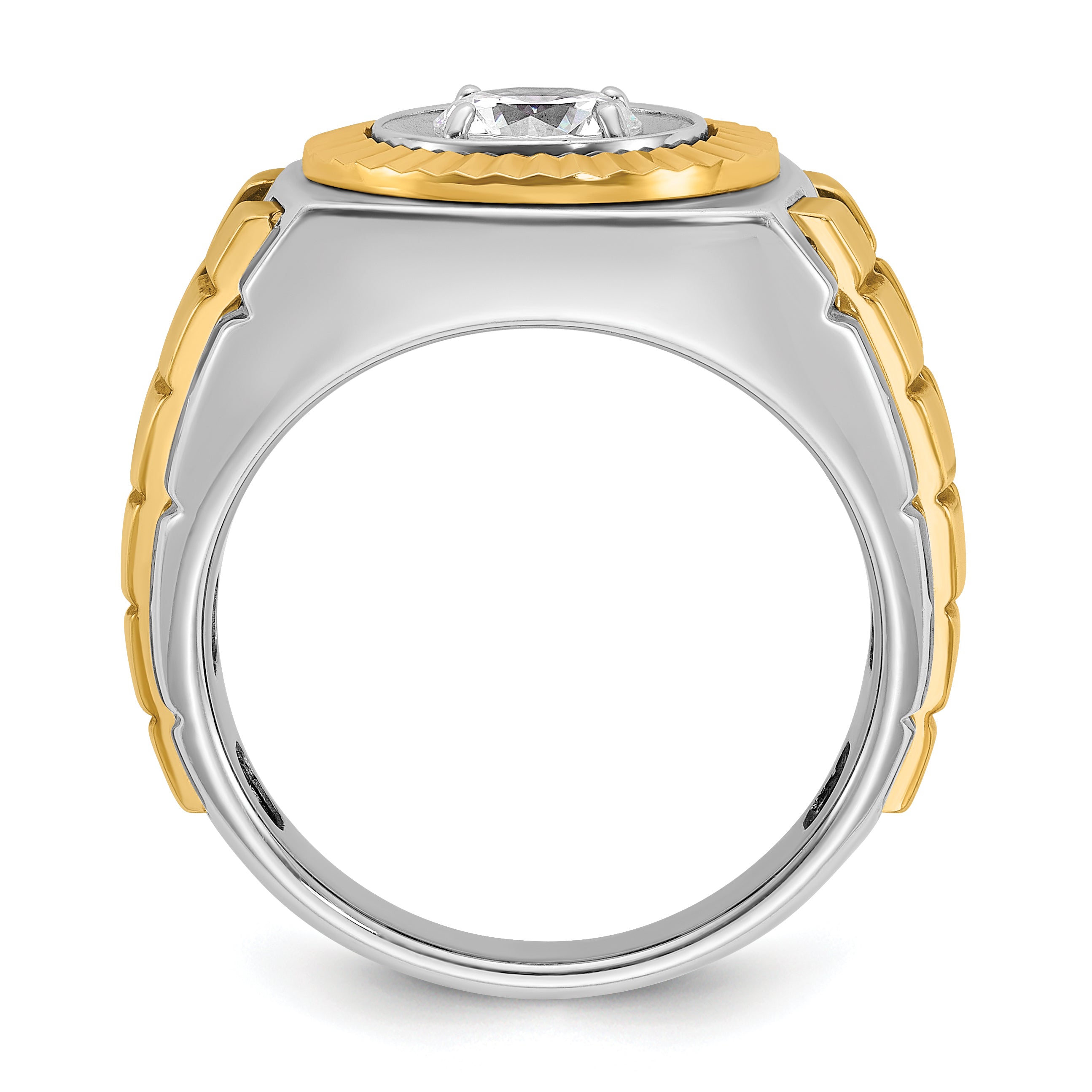 10k Two-tone IBGoodman Men's Polished and Textured Ring Mounting