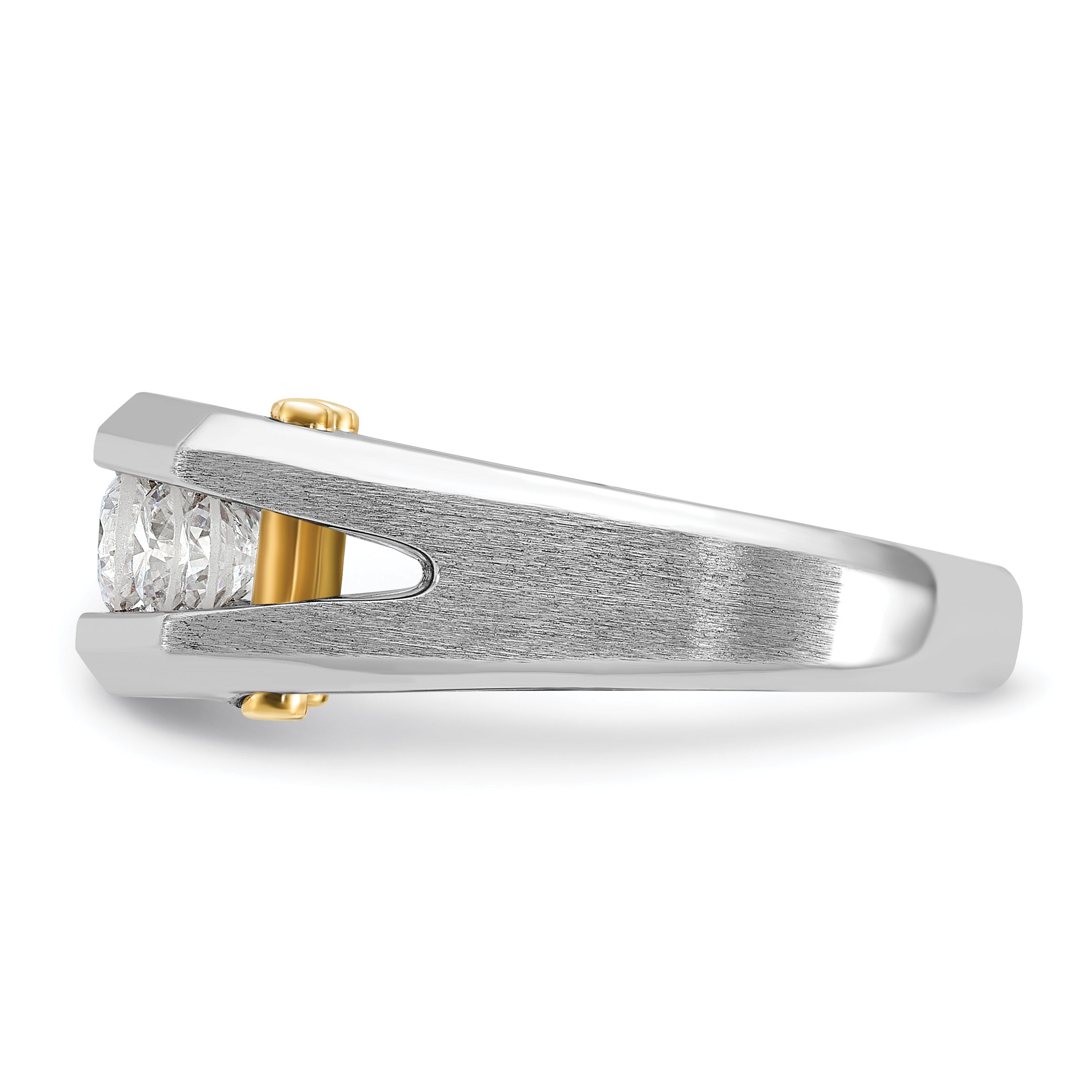 IBGoodman 14k White Gold Men's Polished and Satin 5-Stone 3/4 Carat Lab Grown Diamond Ring