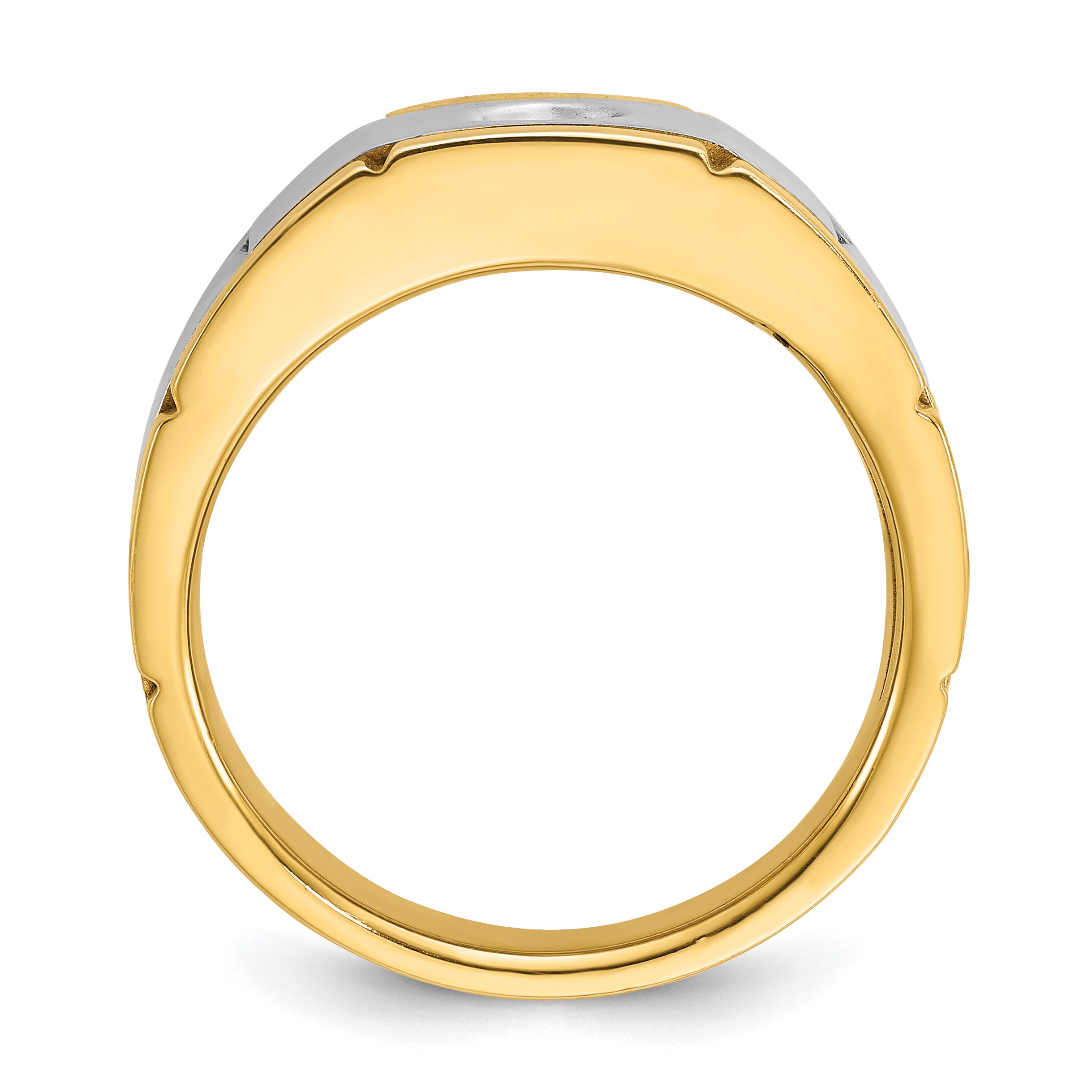 10k Two-tone IBGoodman Men's Polished and Satin Diamond Complete Ring