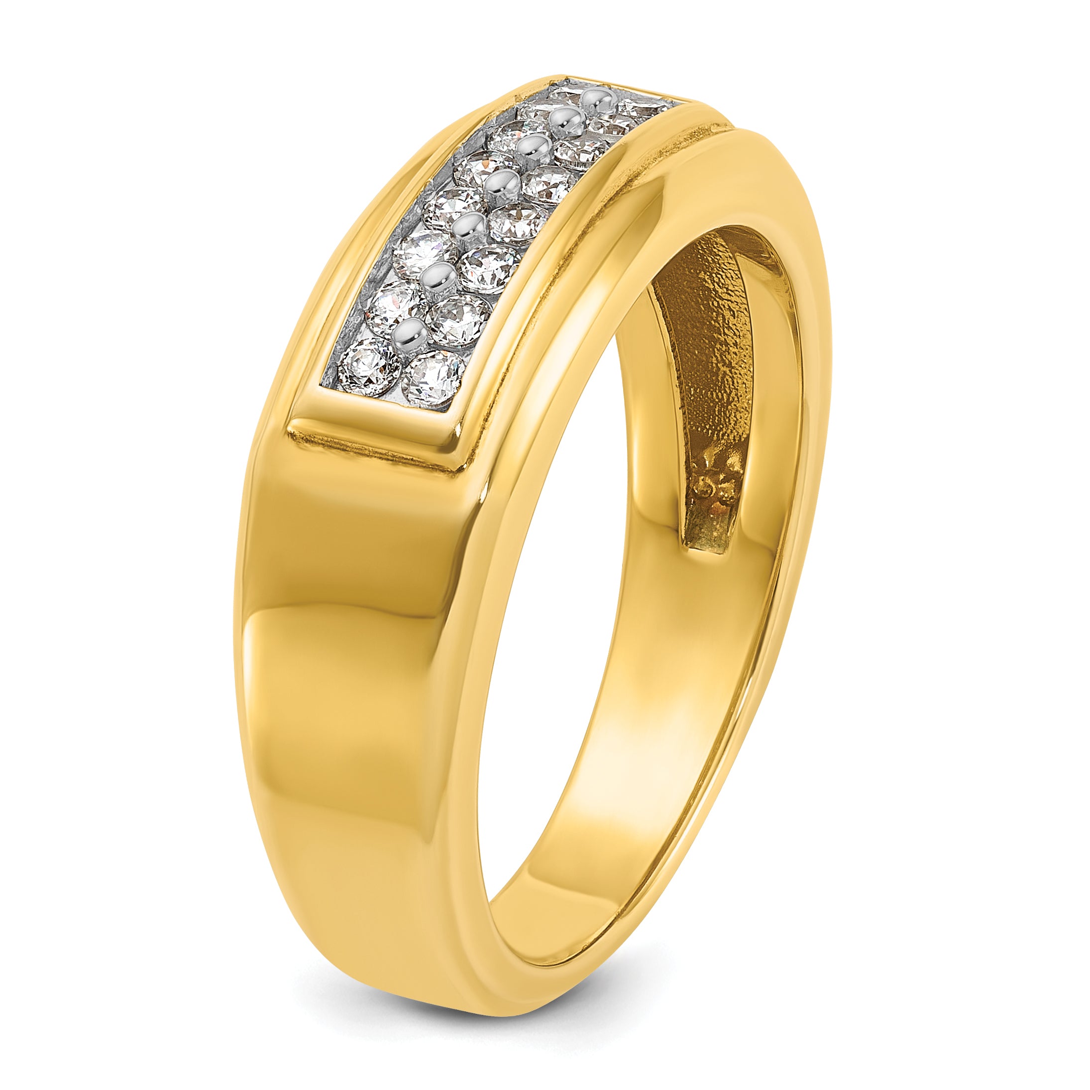 10k IBGoodman Men's Polished 2-Row 1/3 Carat A Quality Diamond Ring
