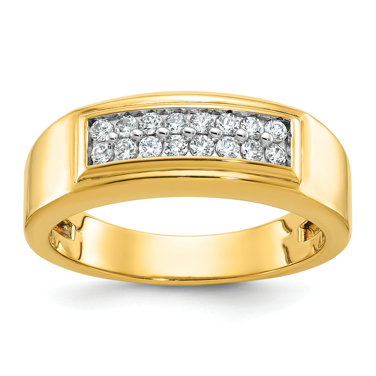 10k IBGoodman Men's Polished 2-Row 1/3 Carat A Quality Diamond Ring
