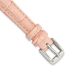 DeBeer 12mm Pink Crocodile Grain Chronograph Leather with Silver-tone Buckle 6.75 inch Watch Band