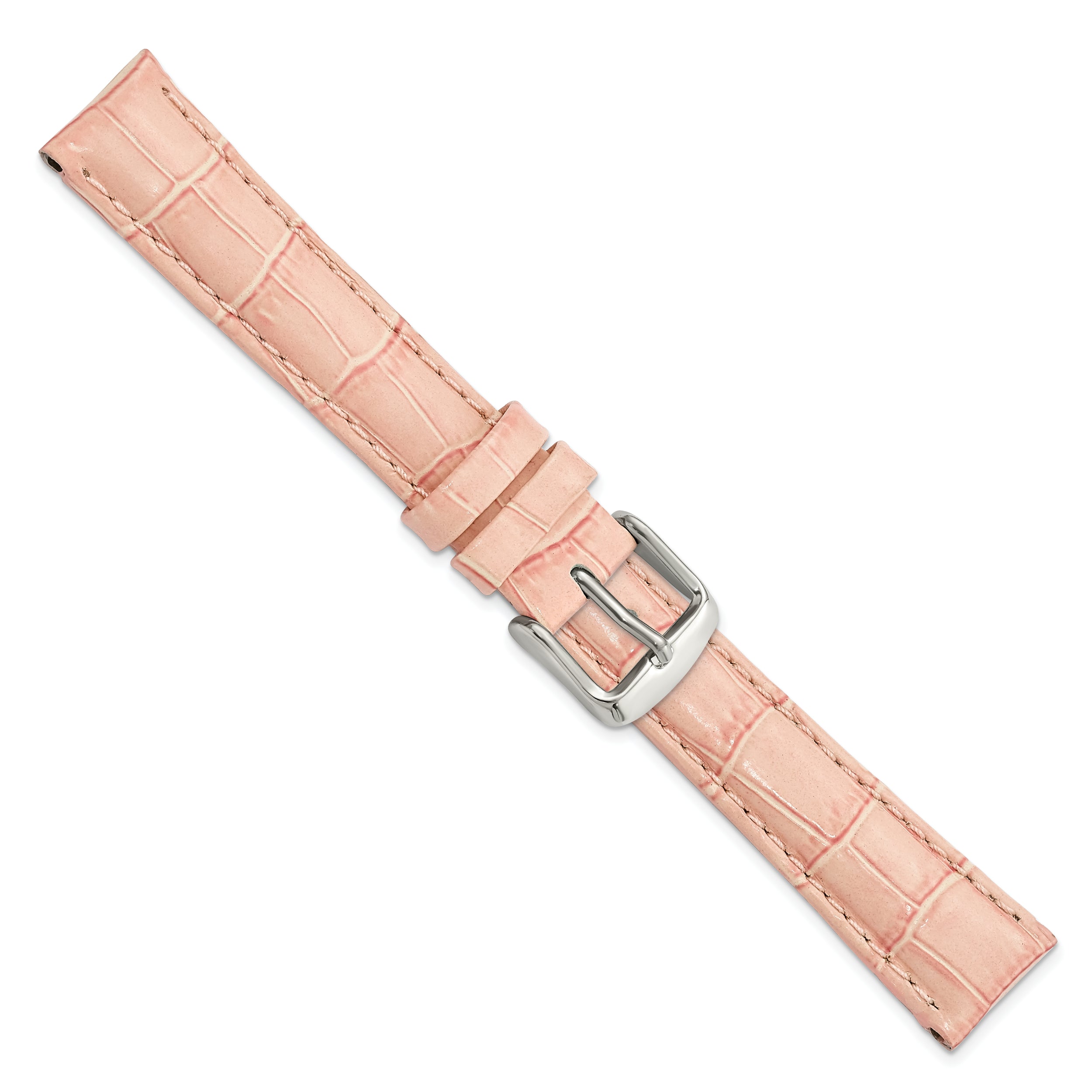 12mm Pink Crocodile Grain Chronograph Leather with Silver-tone Buckle 6.75 inch Watch Band