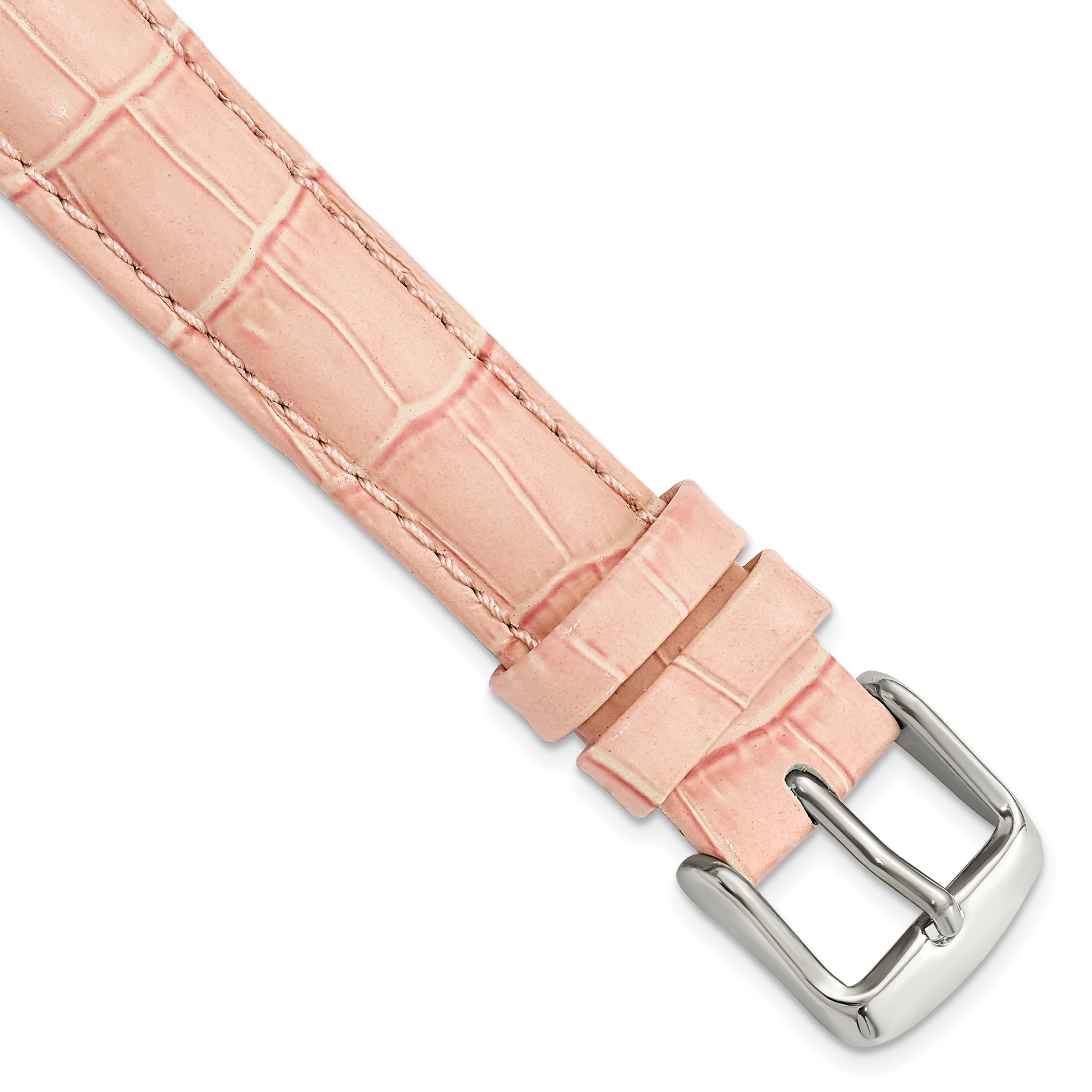 DeBeer 16mm Pink Crocodile Grain Chronograph Leather with Silver-tone Buckle 7.5 inch Watch Band