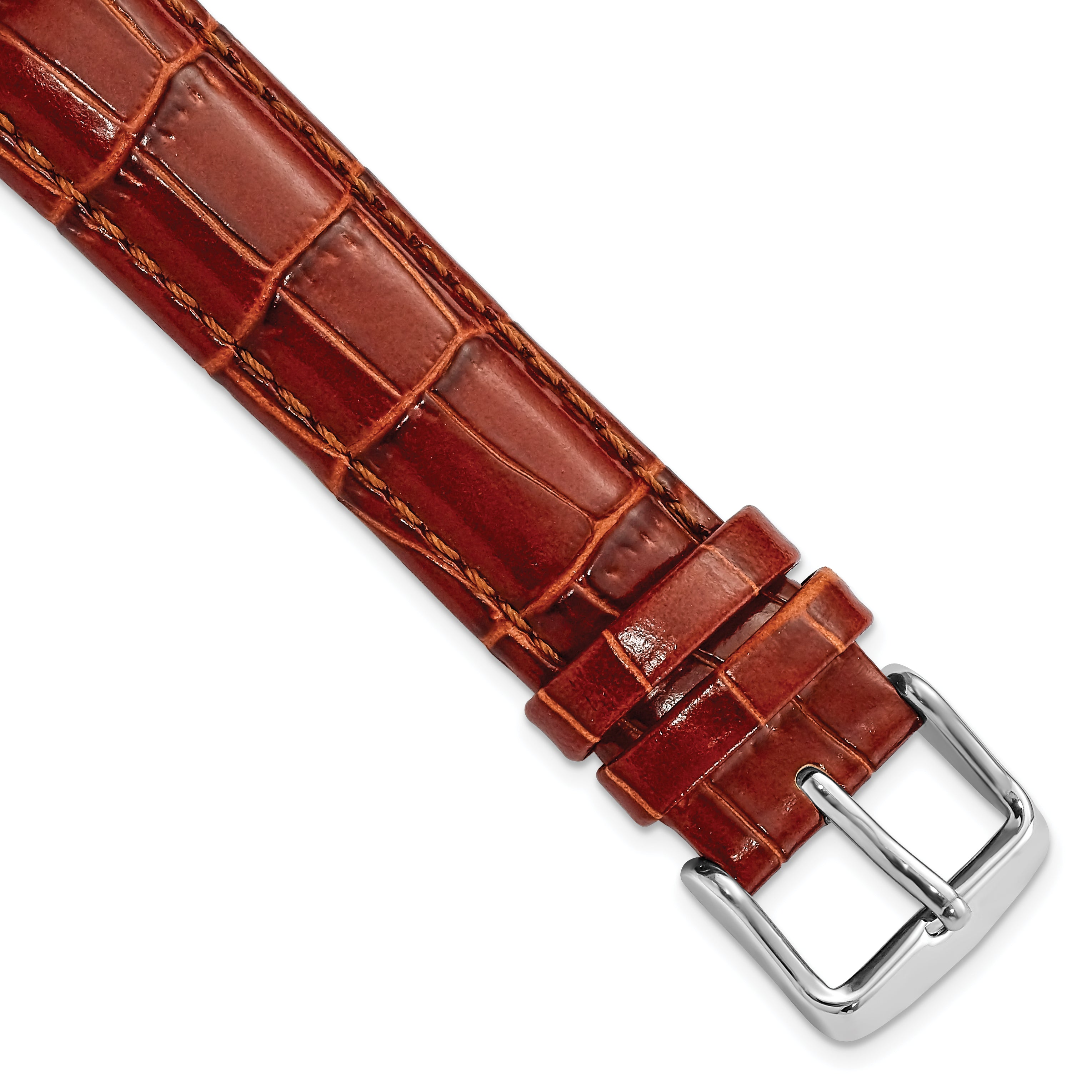 DeBeer 17mm Havana Crocodile Grain Chronograph Leather with Silver-tone Buckle 7.5 inch Watch Band