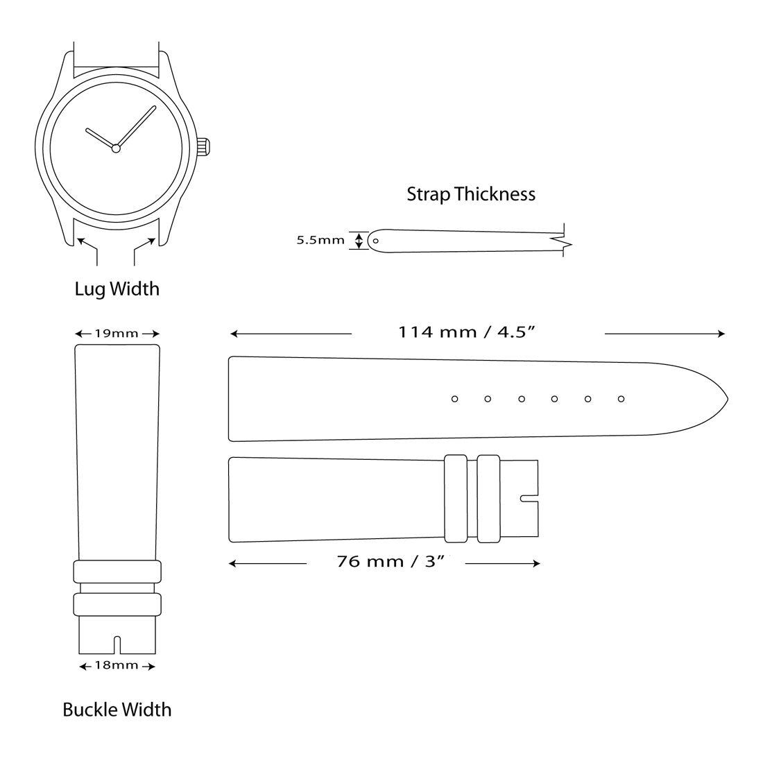 12mm Havana Crocodile Grain Chronograph Leather with Silver-tone Buckle 6.75 inch Watch Band