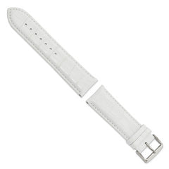 24mm Long White Crocodile Grain Chronograph Leather with Silver-tone Buckle 8.5 inch Watch Band