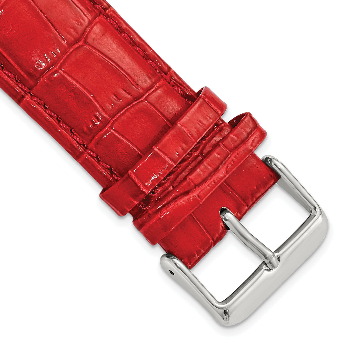 DeBeer 24mm Red Crocodile Grain Chronograph Leather with Silver-tone Buckle 7.5 inch Watch Band