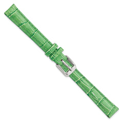 12mm Green Crocodile Grain Chronograph Leather with Silver-tone Buckle 6.75 inch Watch Band