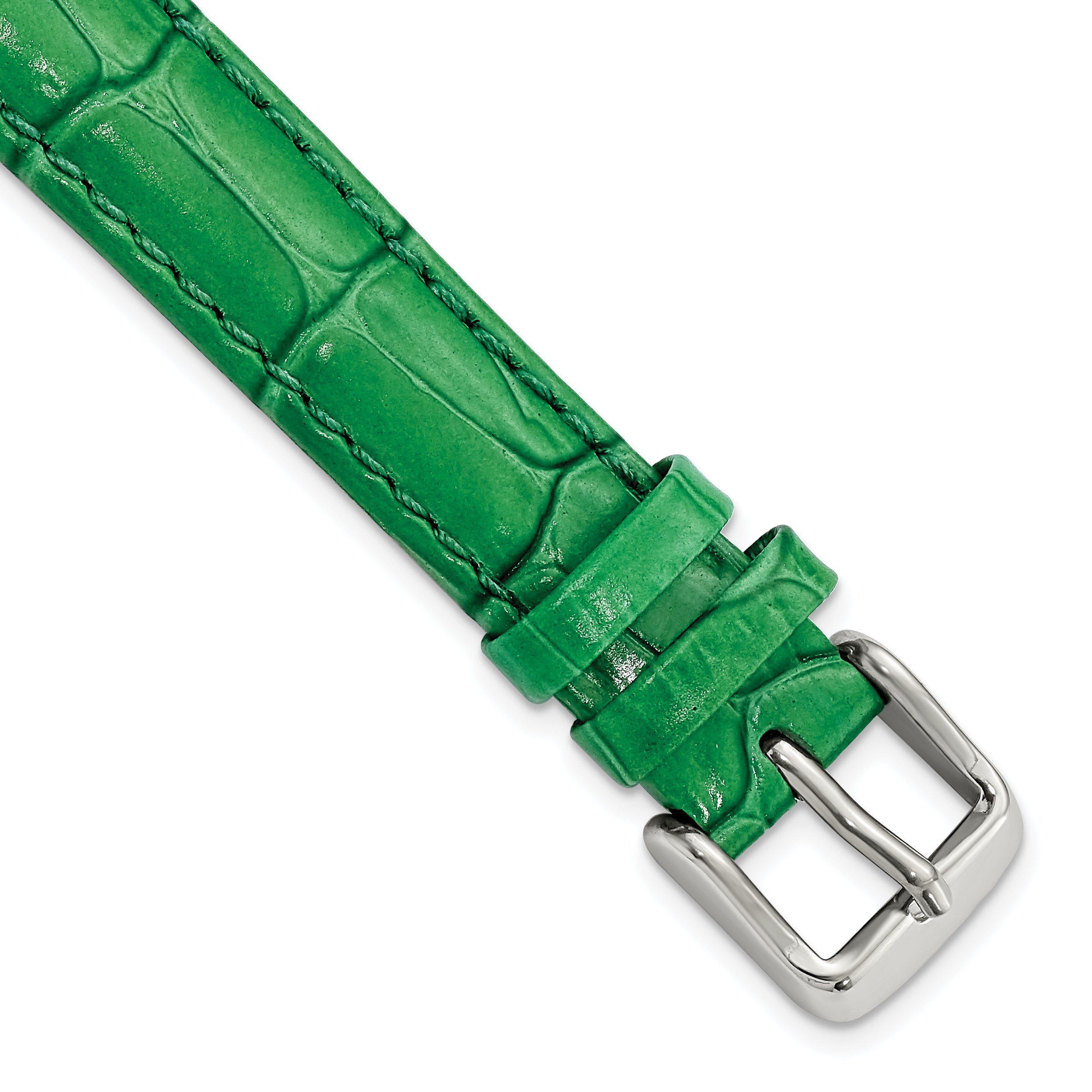 DeBeer 16mm Green Crocodile Grain Chronograph Leather with Silver-tone Buckle 7.5 inch Watch Band