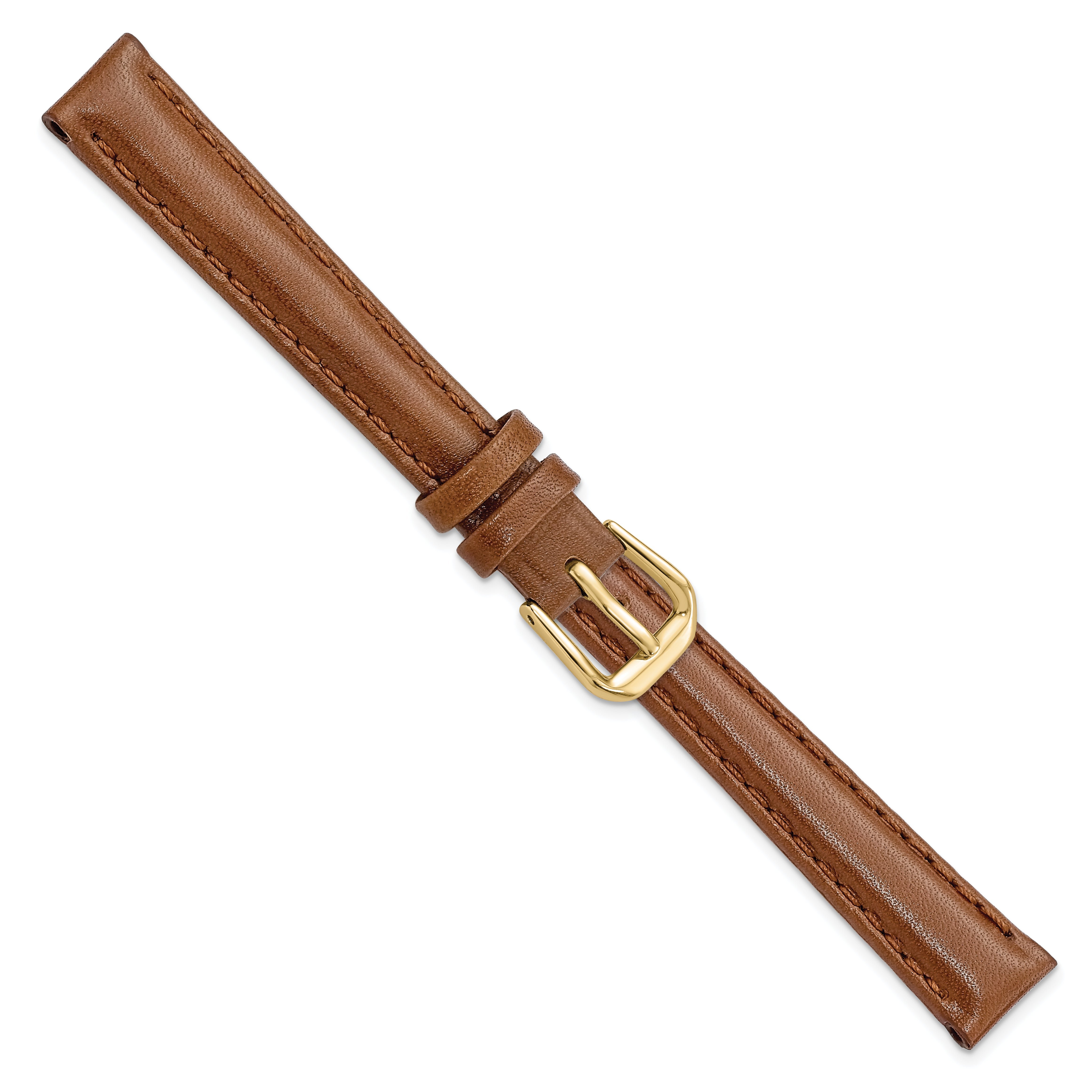 10mm Havana Smooth Leather with Gold-tone Buckle 6.75 inch Watch Band