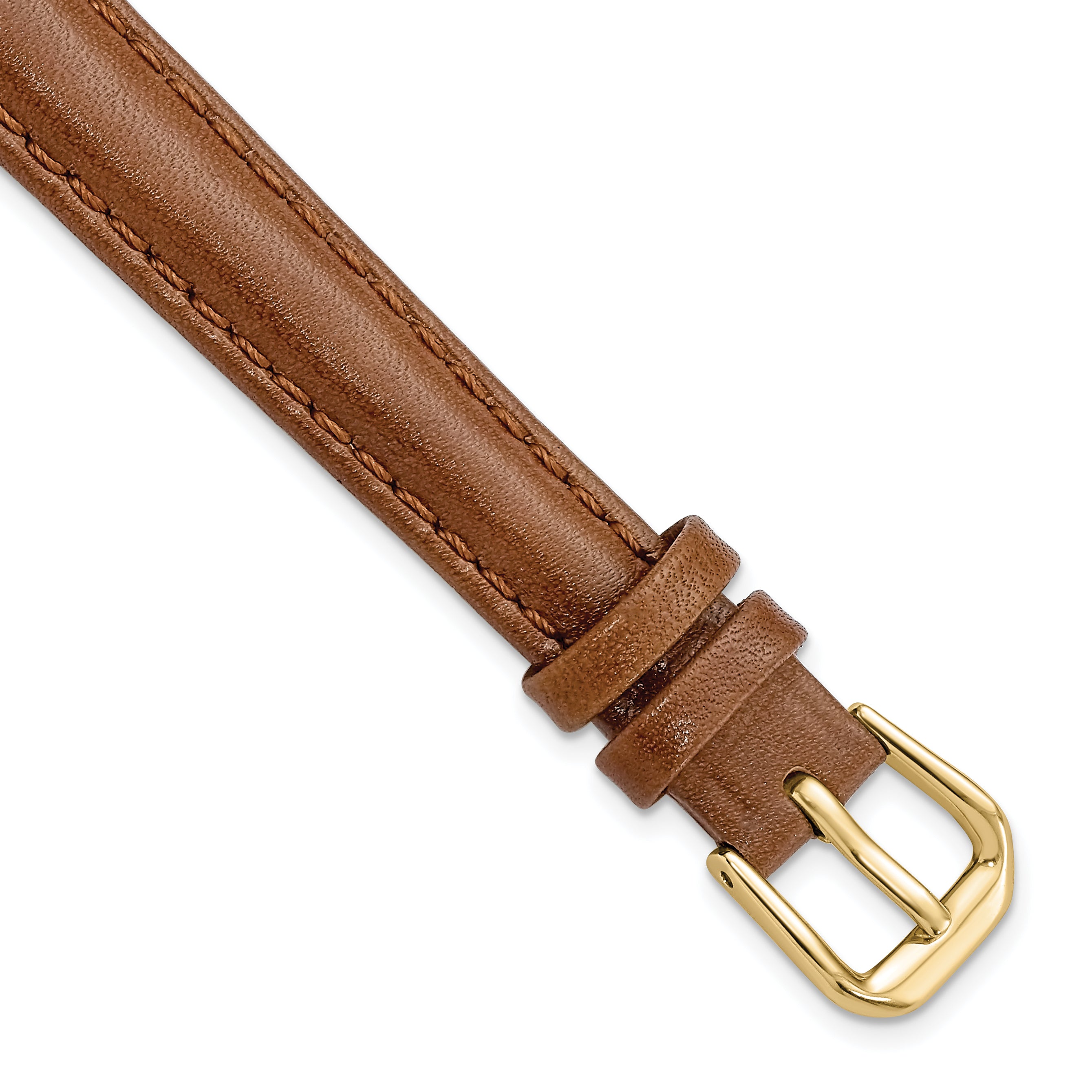 DeBeer 12mm Havana Smooth Leather with Gold-tone Buckle 6.75 inch Watch Band