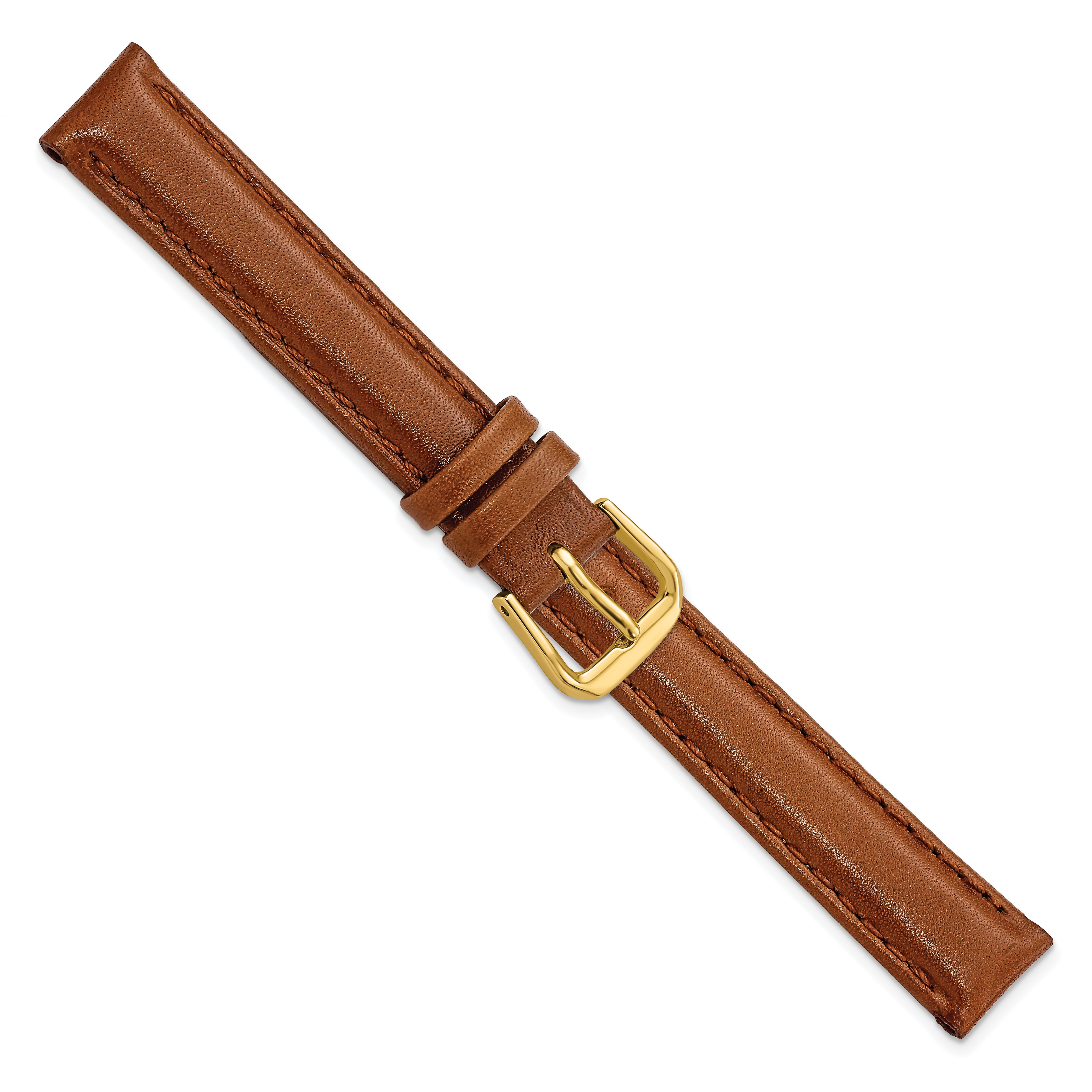 10mm Havana Smooth Leather with Gold-tone Buckle 6.75 inch Watch Band