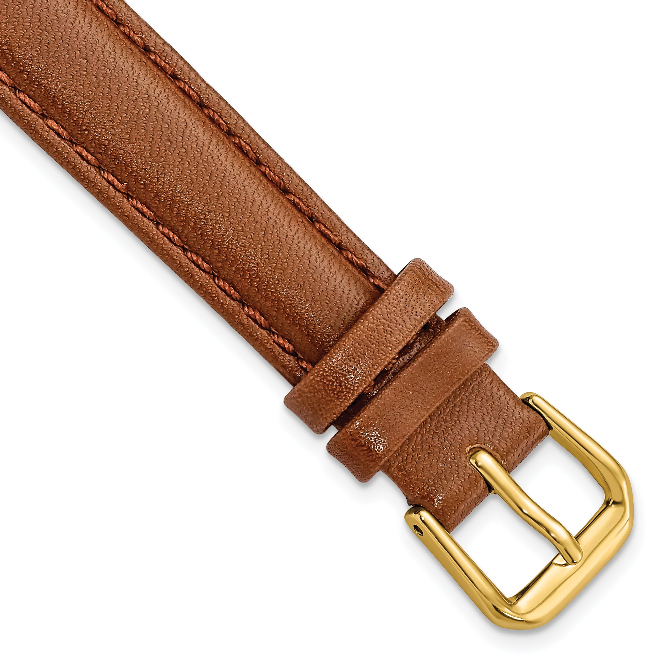 DeBeer 14mm Havana Smooth Leather with Gold-tone Buckle 6.75 inch Watch Band