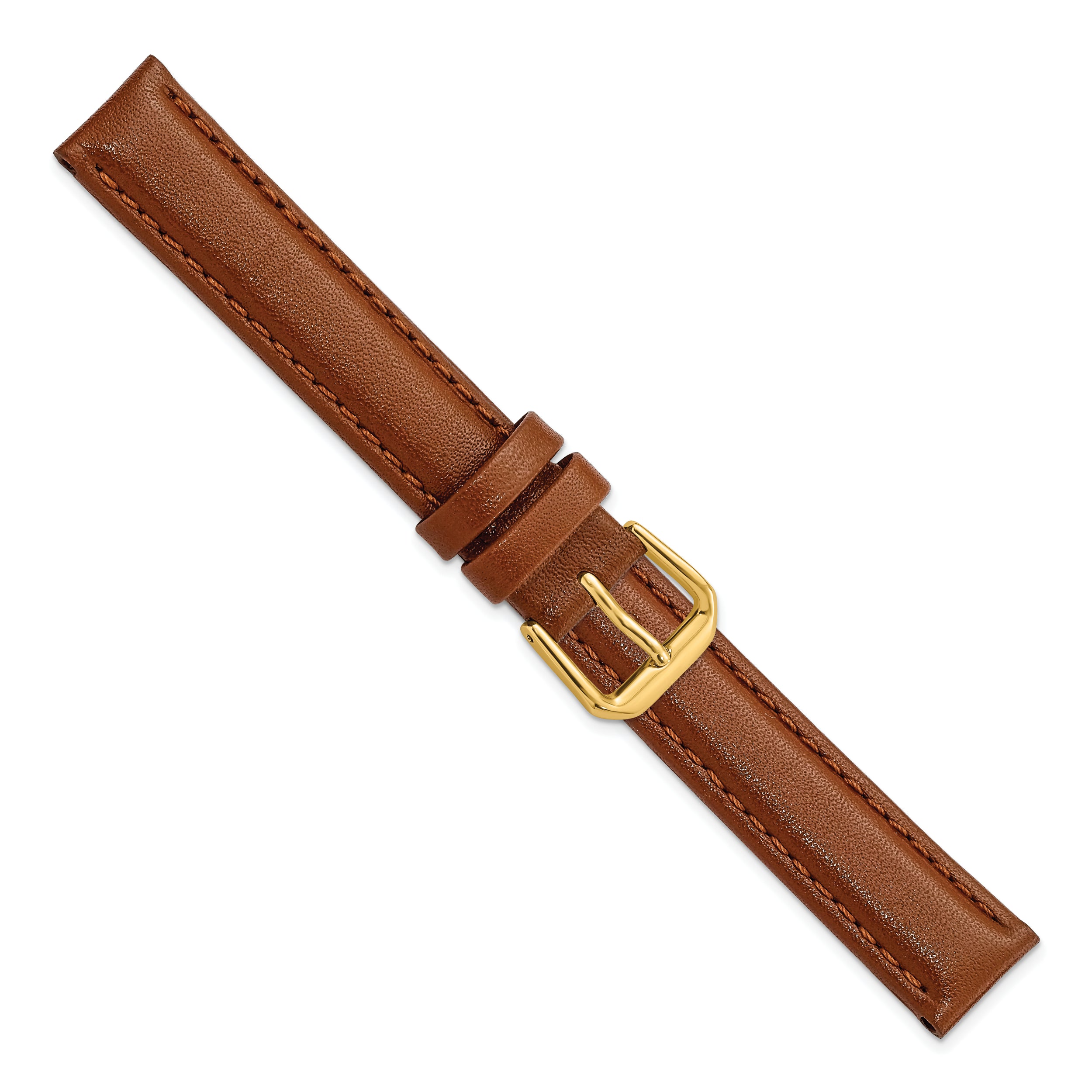 10mm Havana Smooth Leather with Gold-tone Buckle 6.75 inch Watch Band