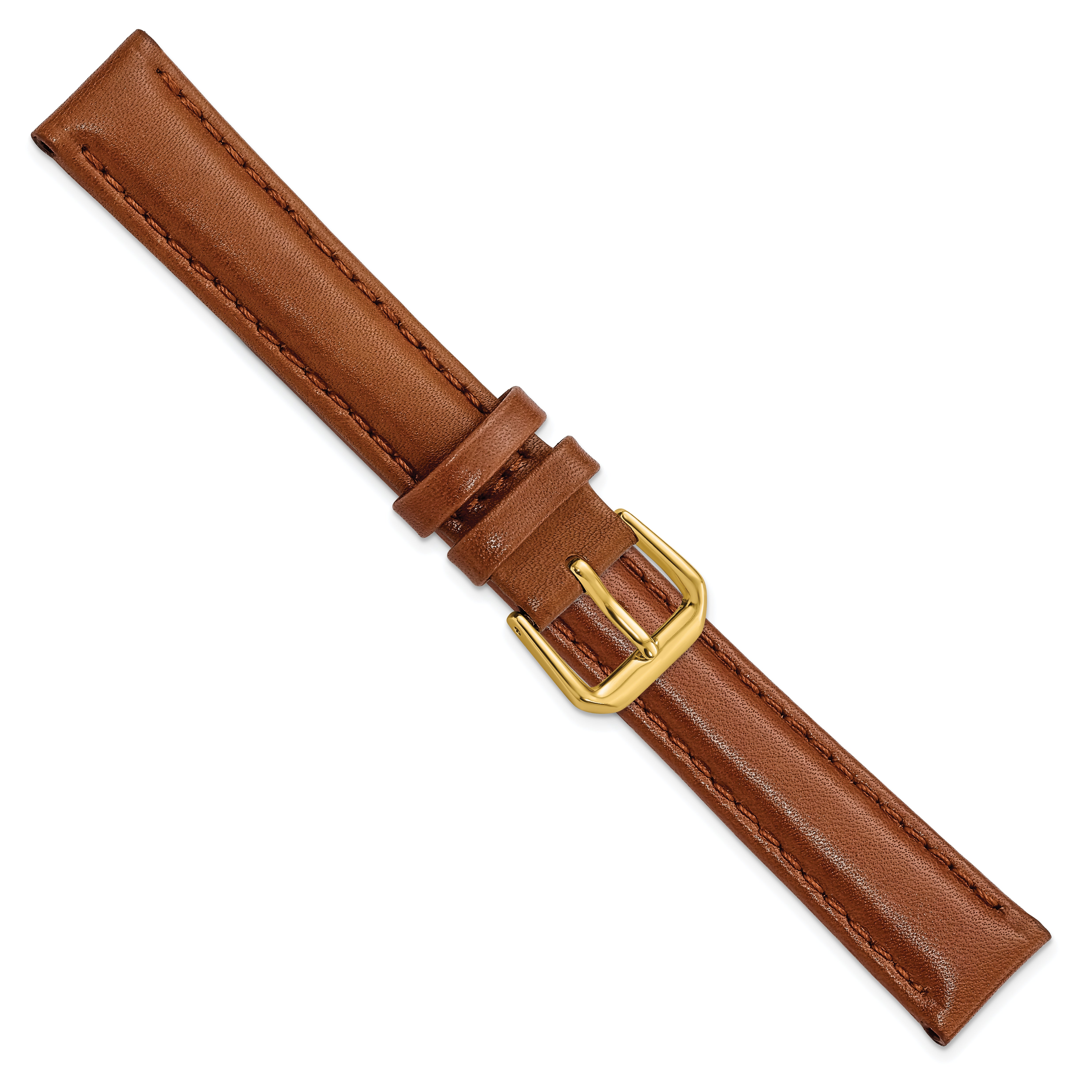 10mm Havana Smooth Leather with Gold-tone Buckle 6.75 inch Watch Band