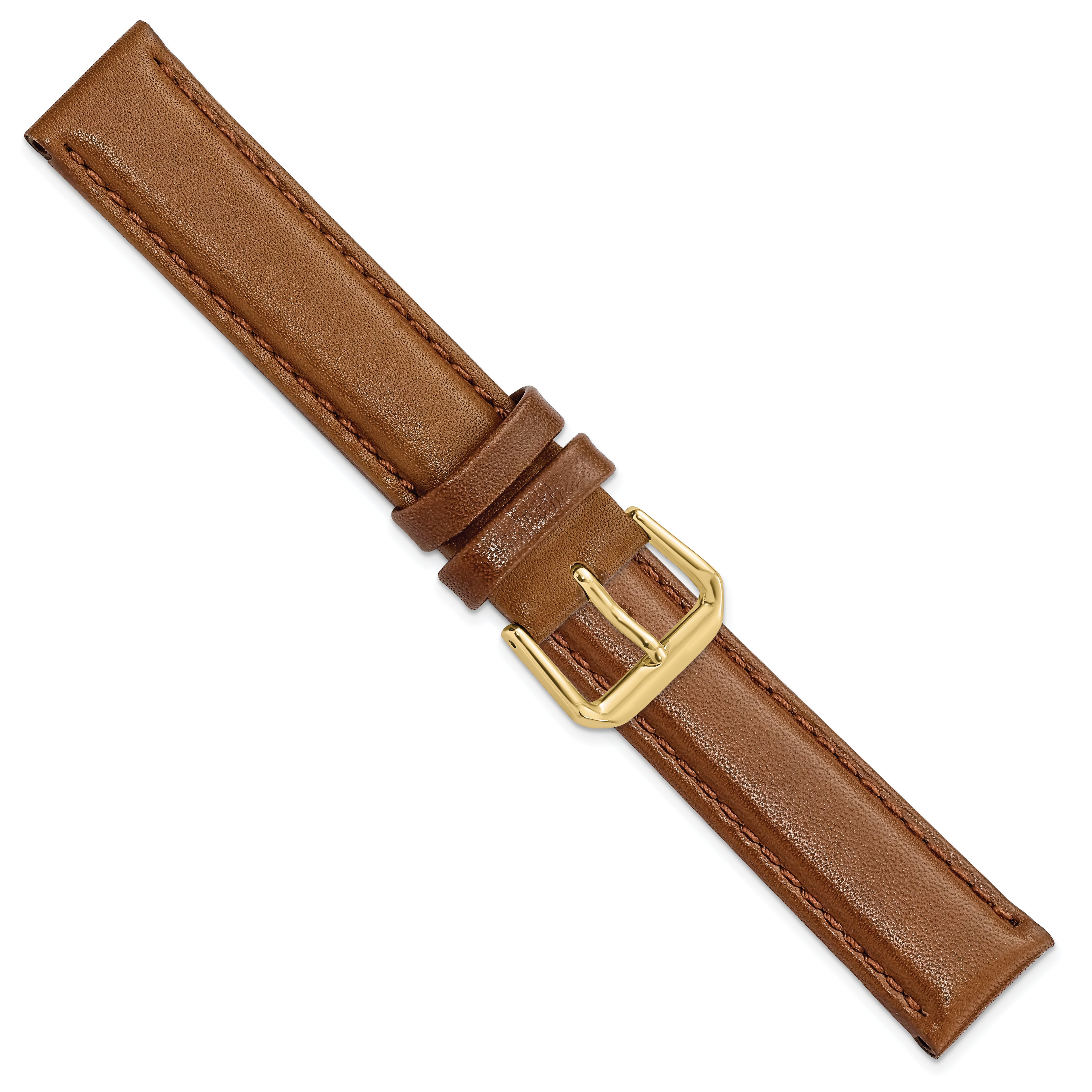 10mm Havana Smooth Leather with Gold-tone Buckle 6.75 inch Watch Band