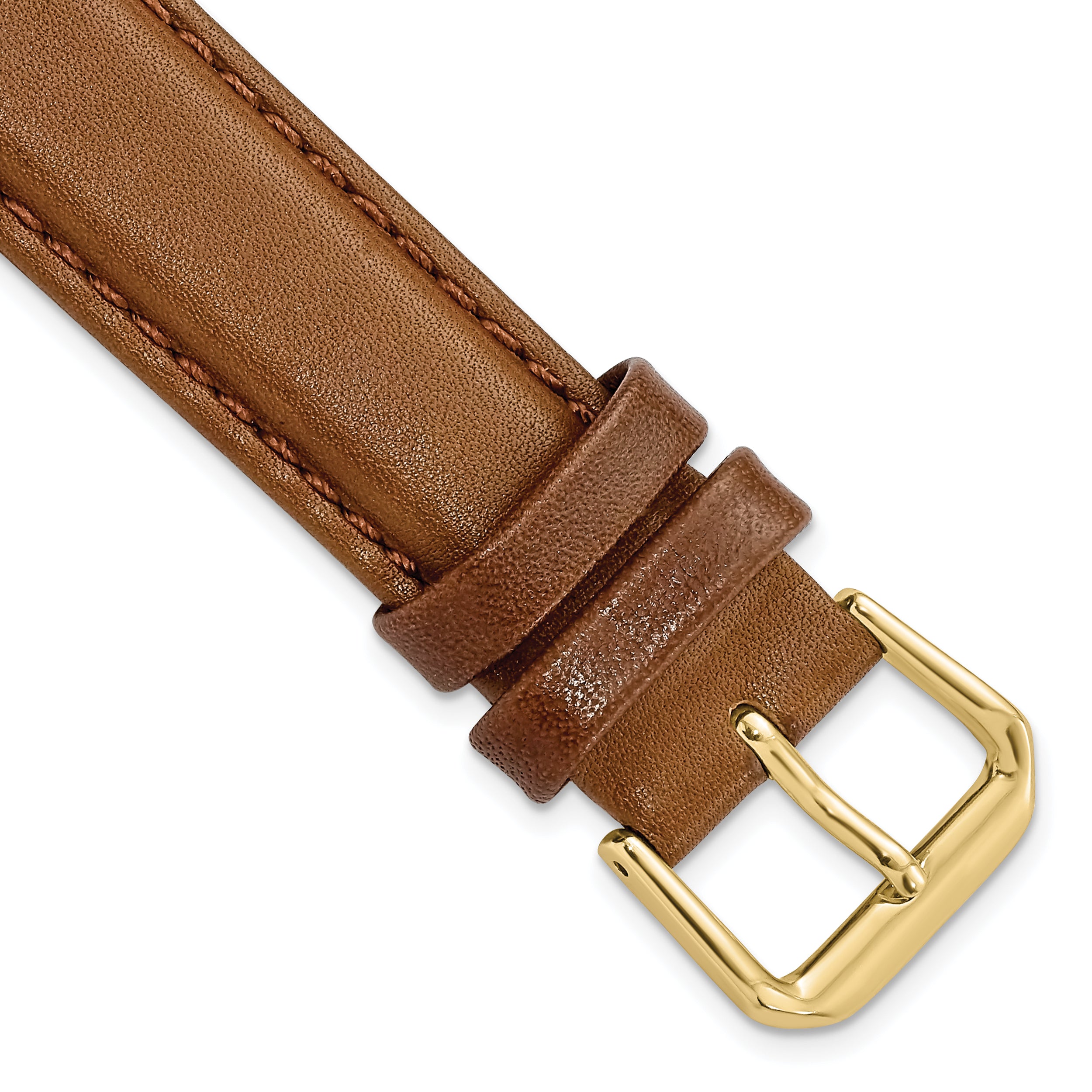 DeBeer 17mm Havana Smooth Leather with Gold-tone Buckle 7.5 inch Watch Band