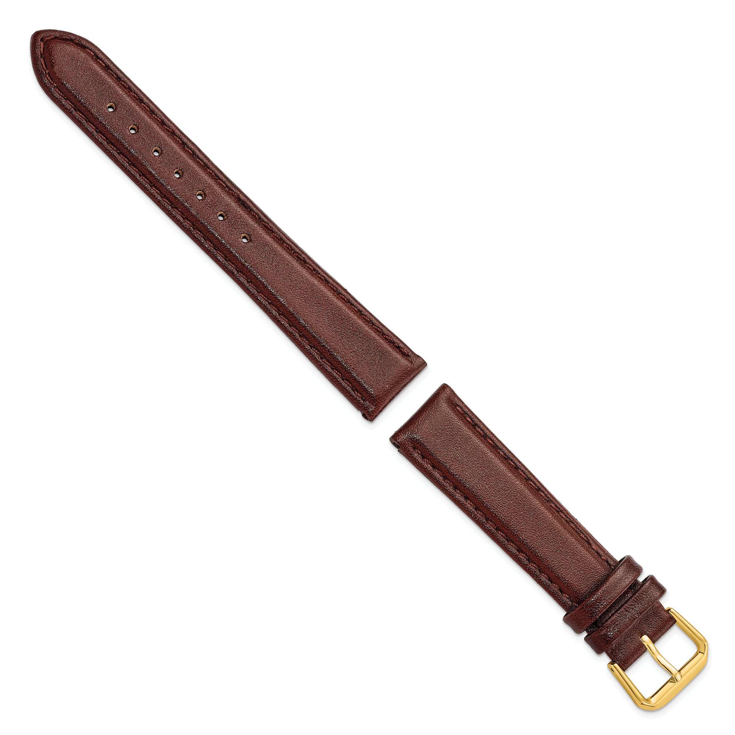 10mm Havana Smooth Leather with Gold-tone Buckle 6.75 inch Watch Band