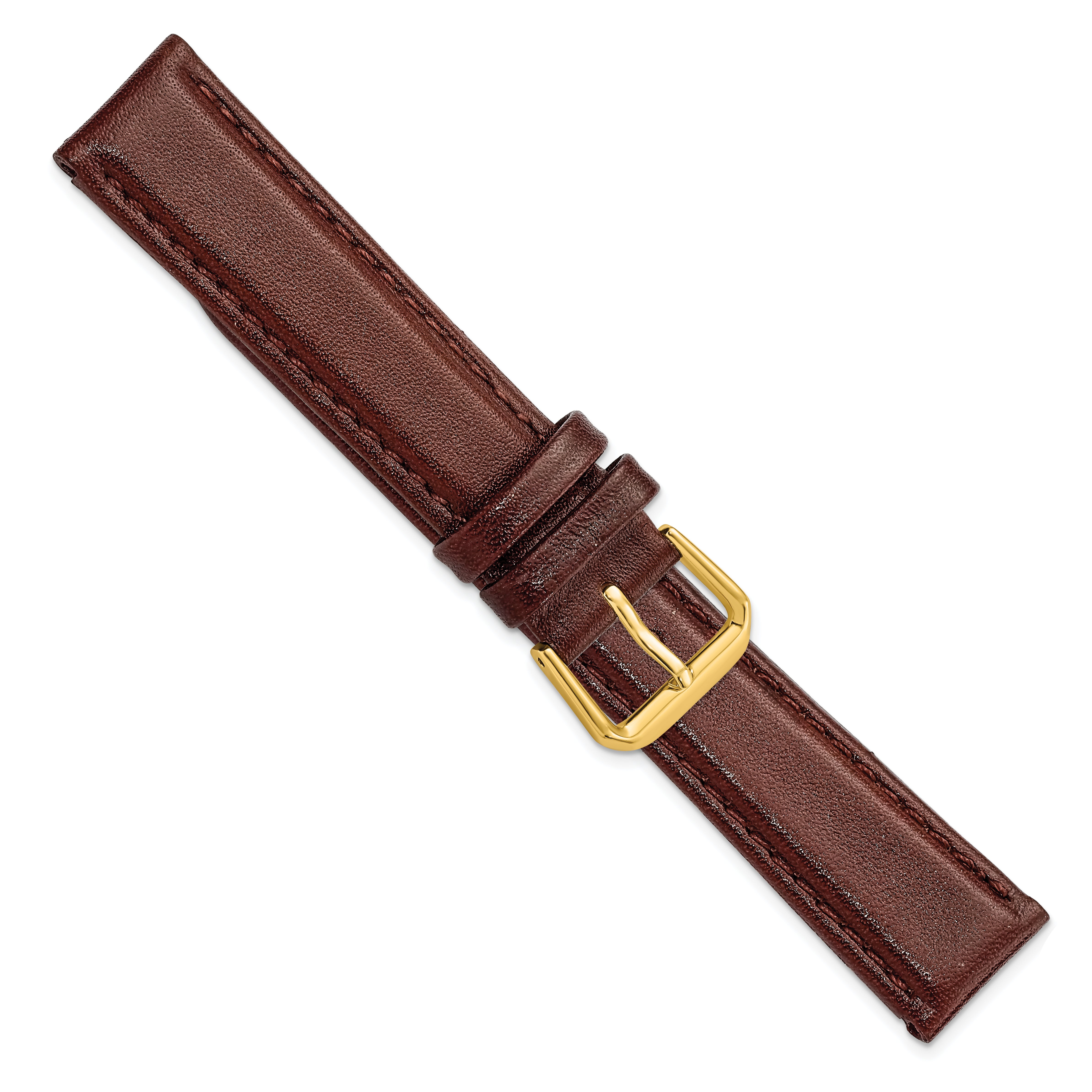 10mm Havana Smooth Leather with Gold-tone Buckle 6.75 inch Watch Band