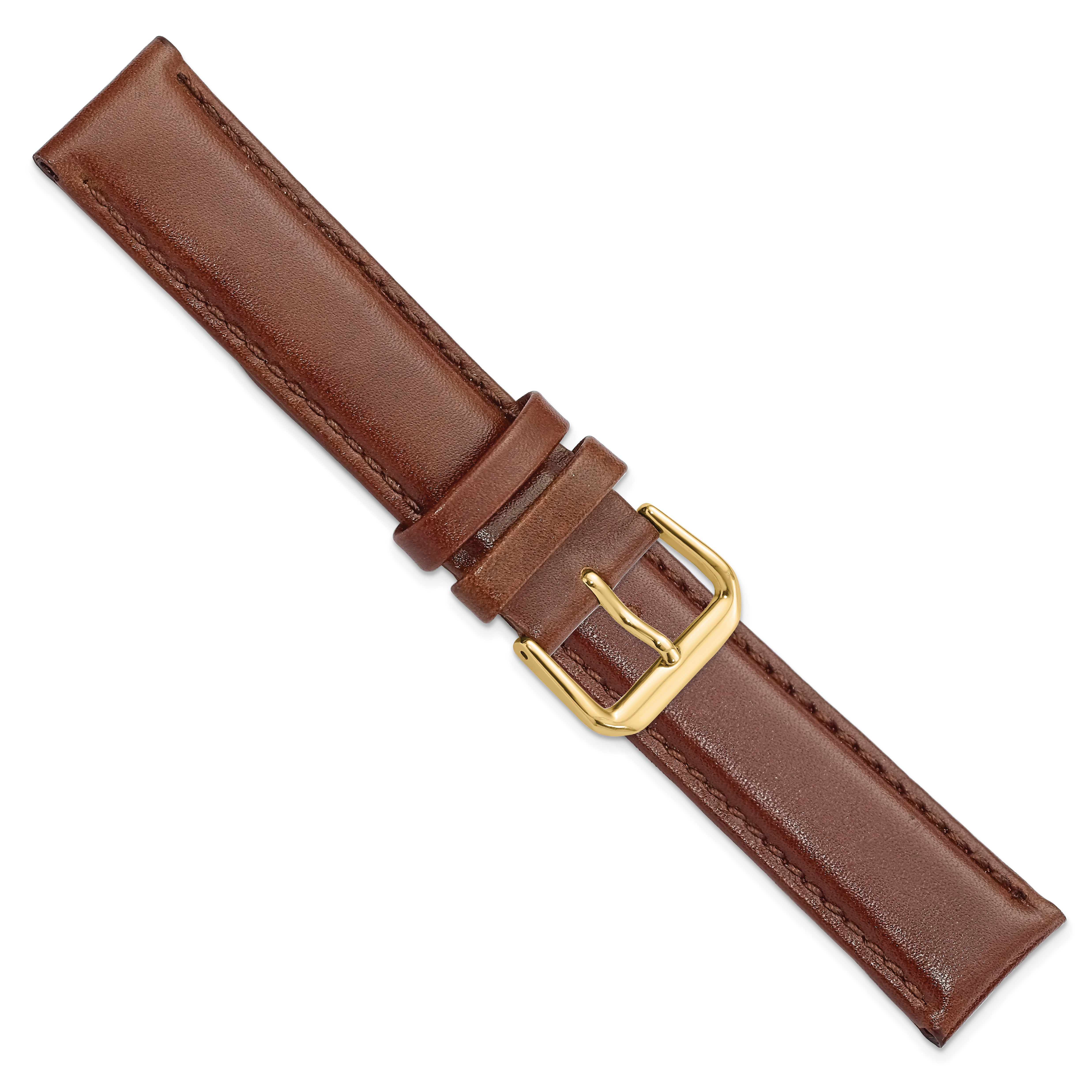 10mm Havana Smooth Leather with Gold-tone Buckle 6.75 inch Watch Band