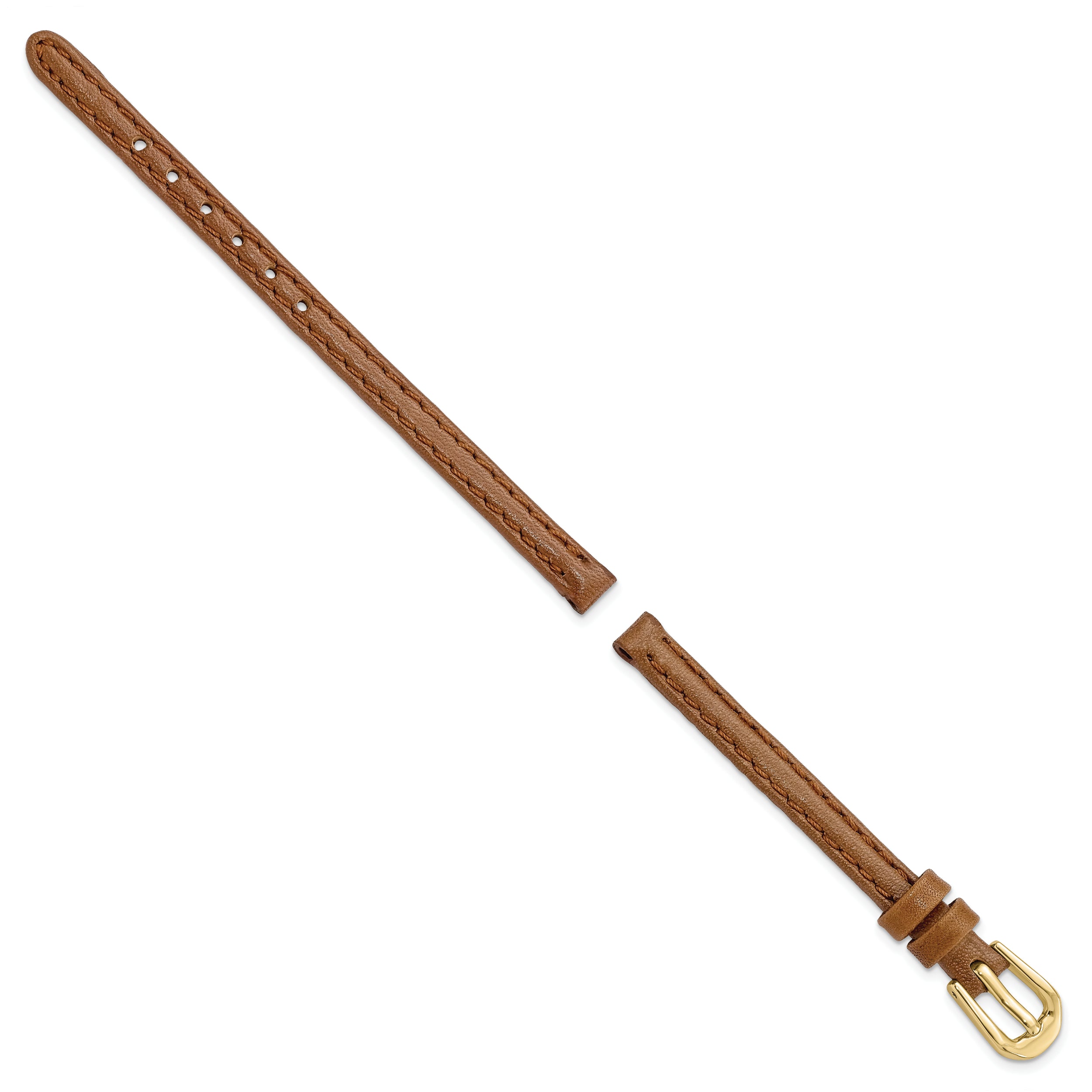 10mm Havana Smooth Leather with Gold-tone Buckle 6.75 inch Watch Band