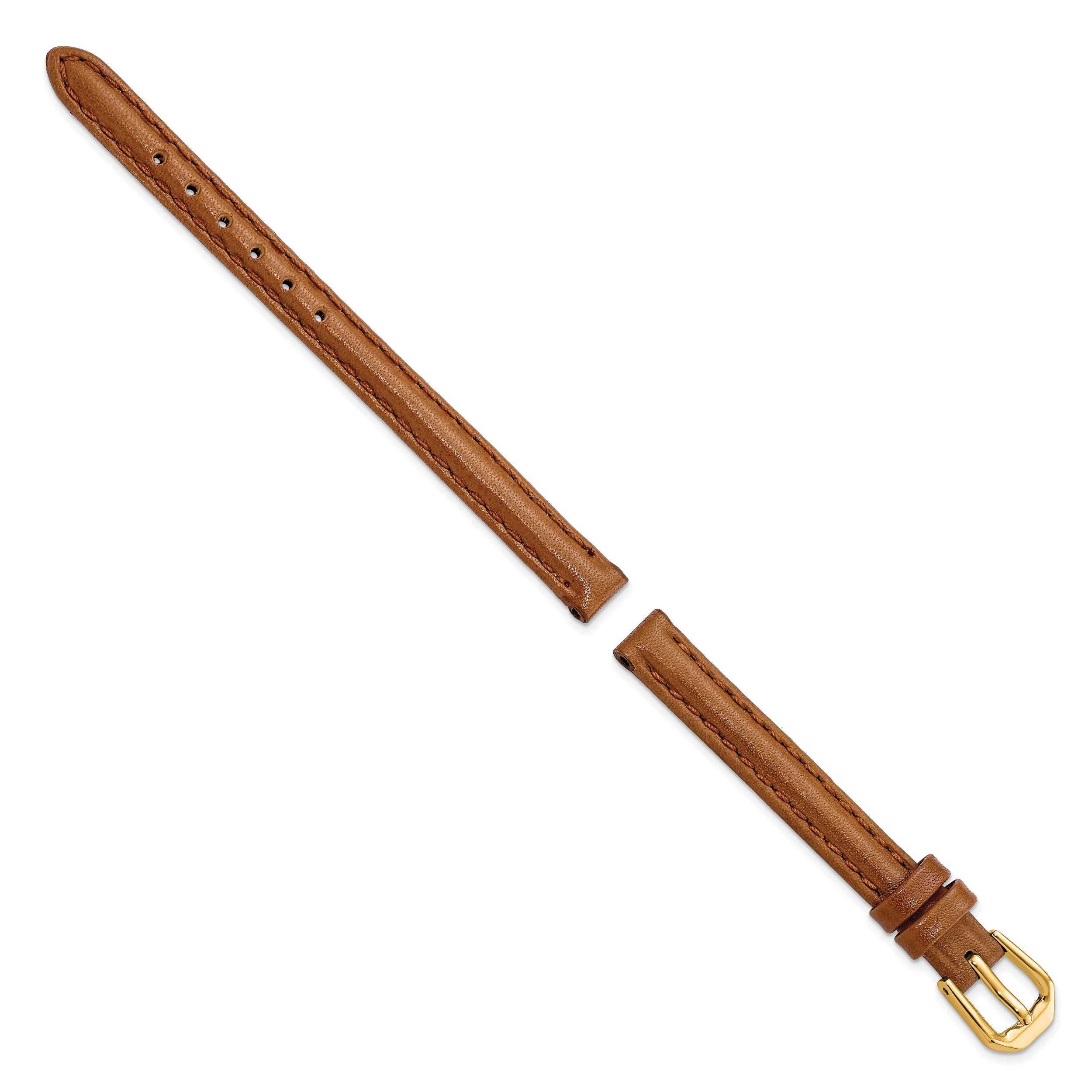 10mm Havana Smooth Leather with Gold-tone Buckle 6.75 inch Watch Band