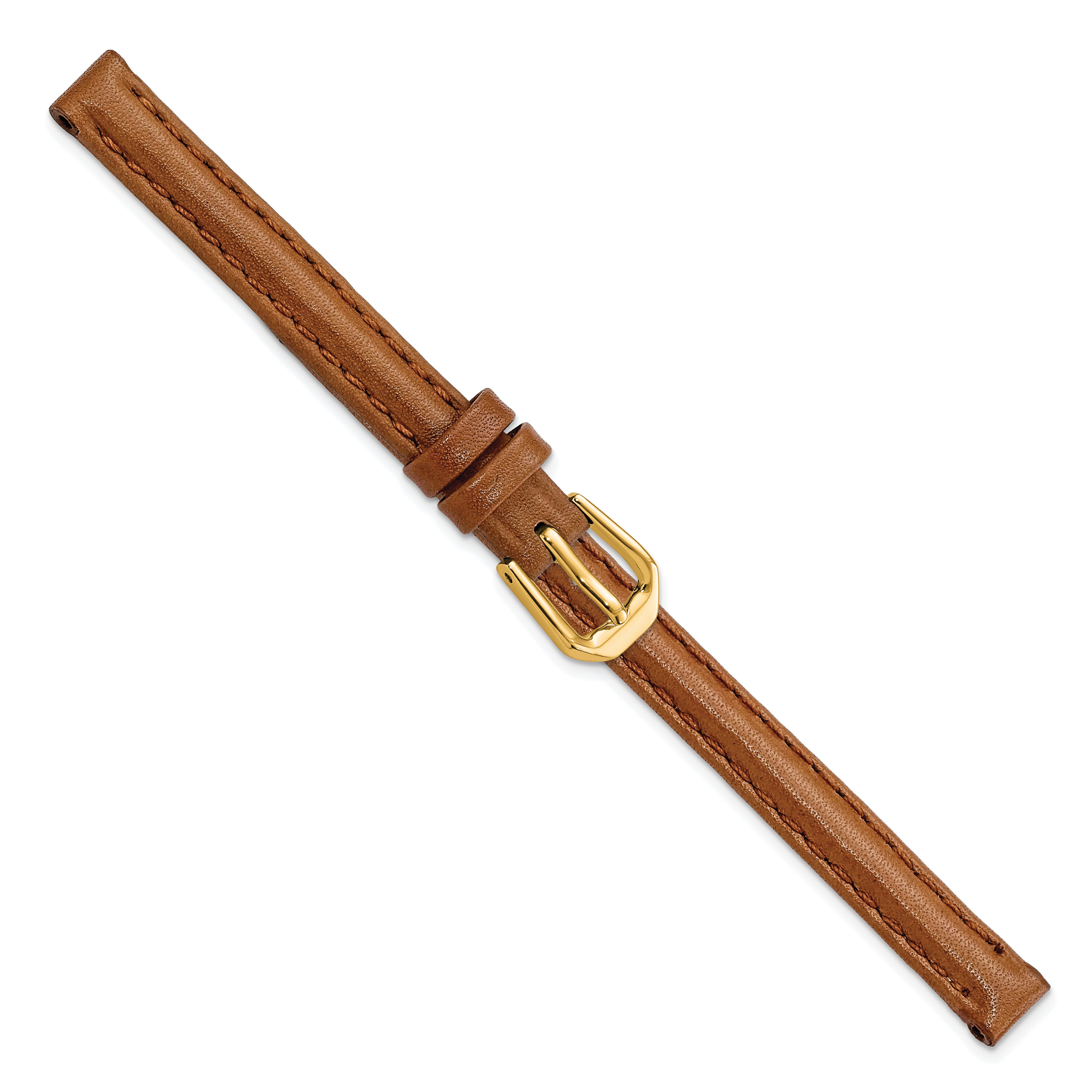 10mm Havana Smooth Leather with Gold-tone Buckle 6.75 inch Watch Band