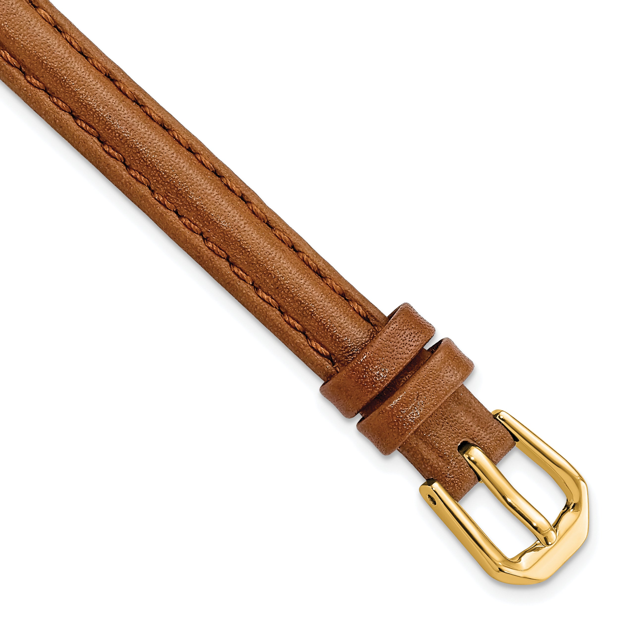 DeBeer 8mm Havana Smooth Leather with Gold-tone Buckle 6.75 inch Watch Band
