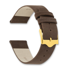 12mm Dark Brown Suede Flat Leather with Gold-tone Buckle 6.75 inch Watch Band